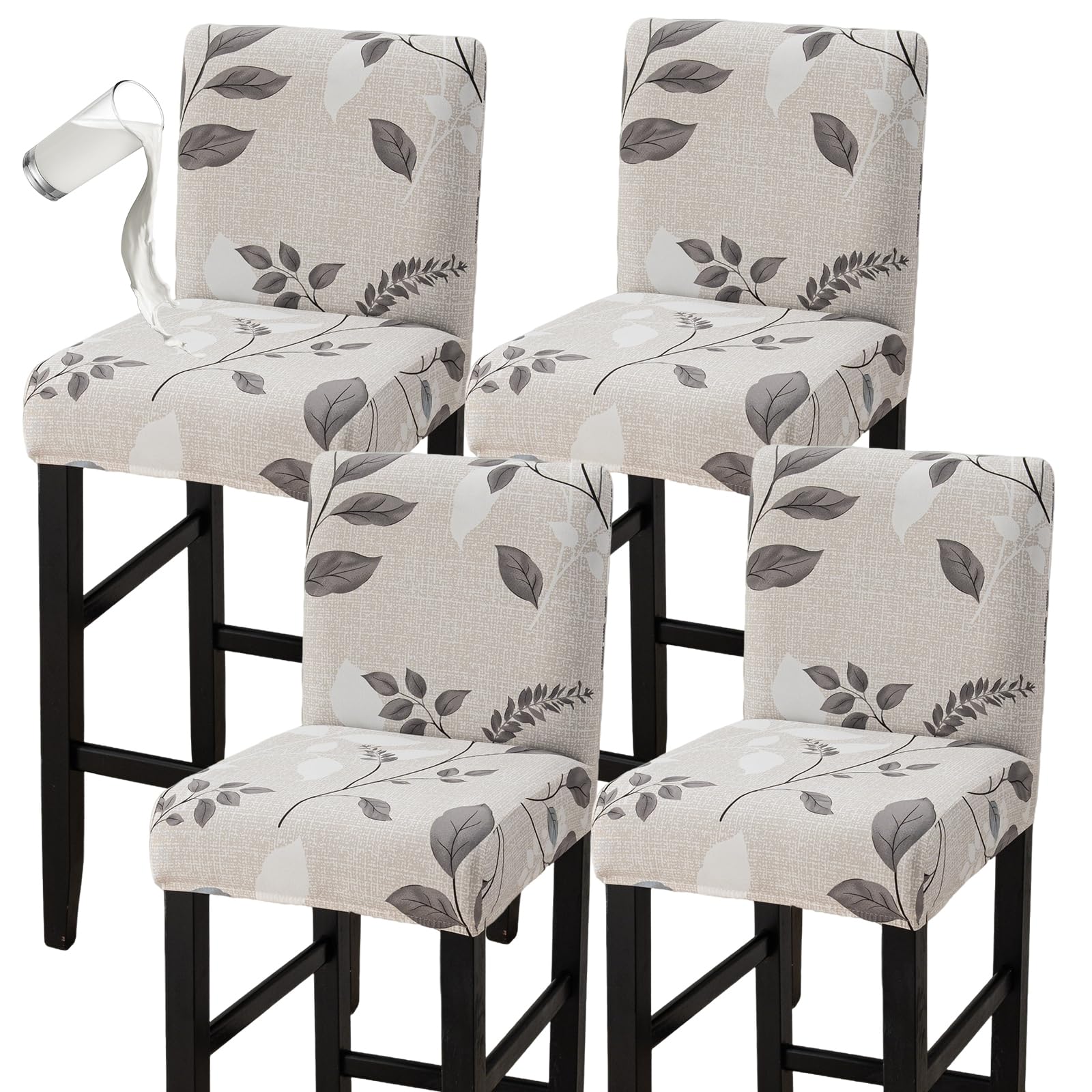 Bar Stool Covers Counter Chair Slipcovers Set of 4,Color 02