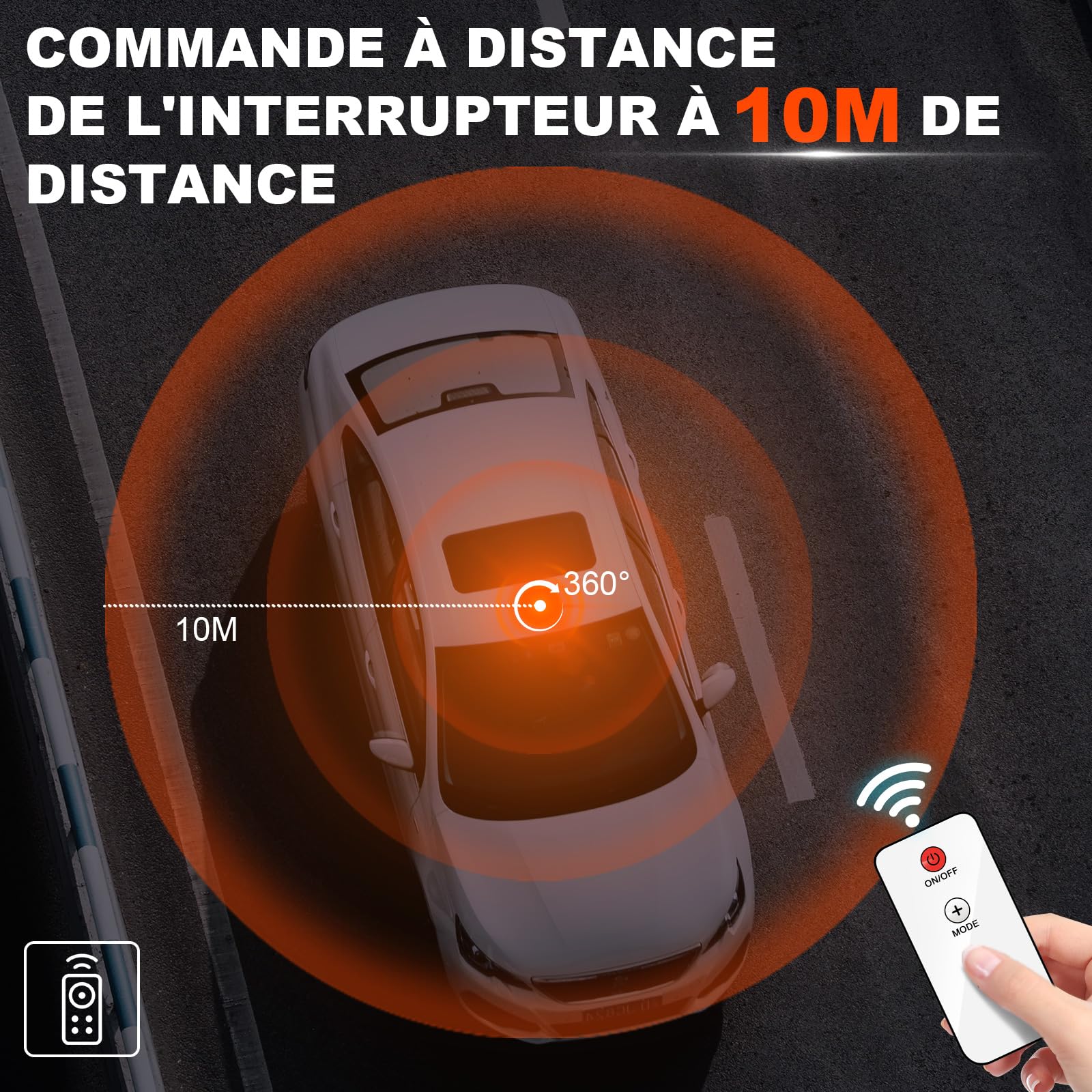 antom Gyrophare LED Sans Fil Rechargeable avec télécommande 12V-24V orange phare d’avertissement clignotant magnétique 9 Modes de Flash avec pour golf UTV Car Bus