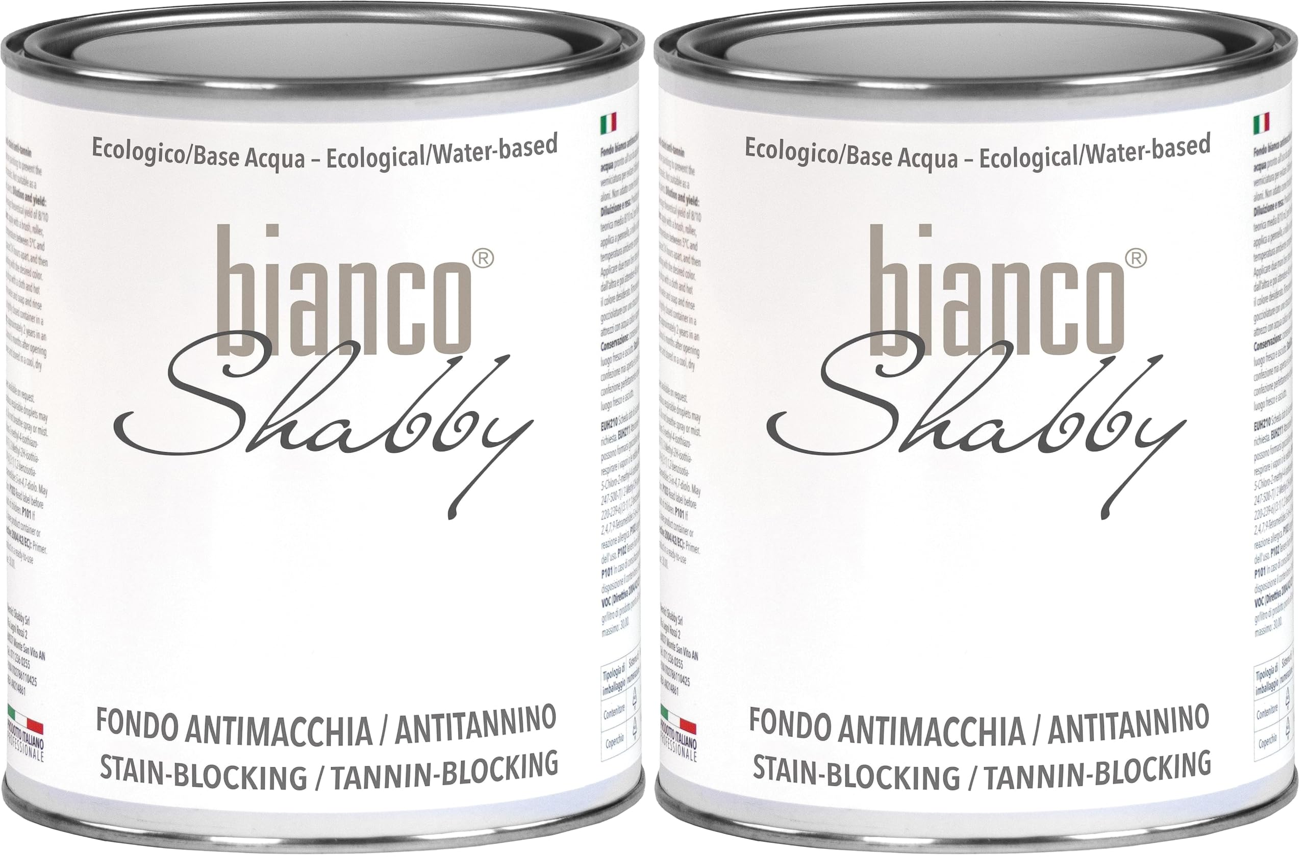 Fond anti-tanin biancoShabby 1L lot de 2 sous-couche isolante bois tache