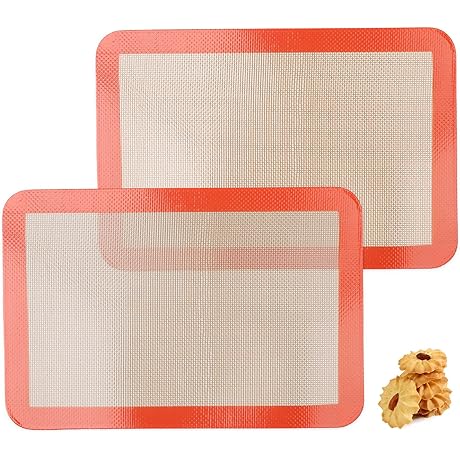 Quarter Sheet Silicone Baking Mats, 7-7/8"x 11-4/5" Food Grade Liquid Silicone Mats,...