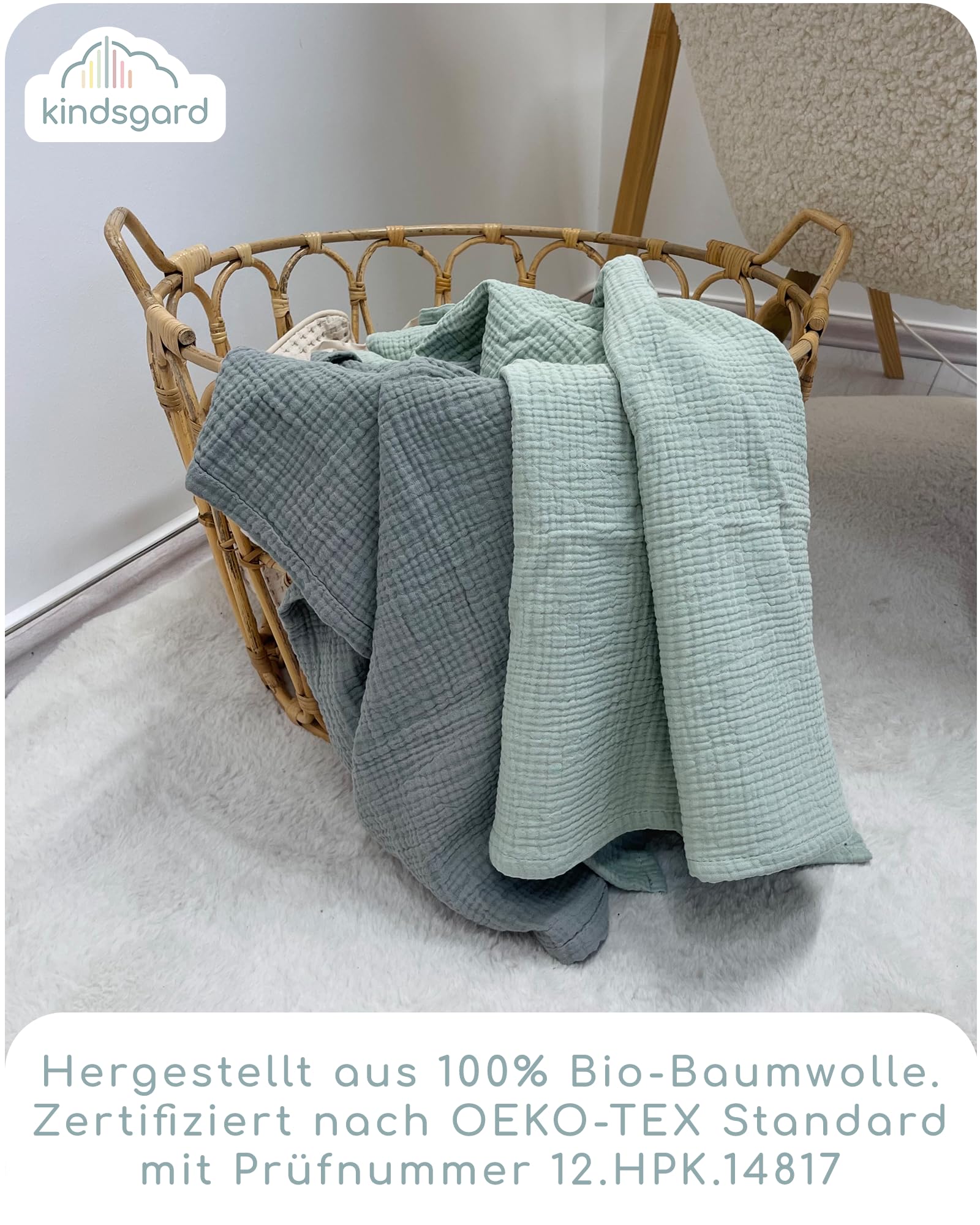 Baby Muslin Blanket, 75 x 100 cm, Swaddling Cloth with 100% Oeko-Tex® Premium Cotton - Image 3
