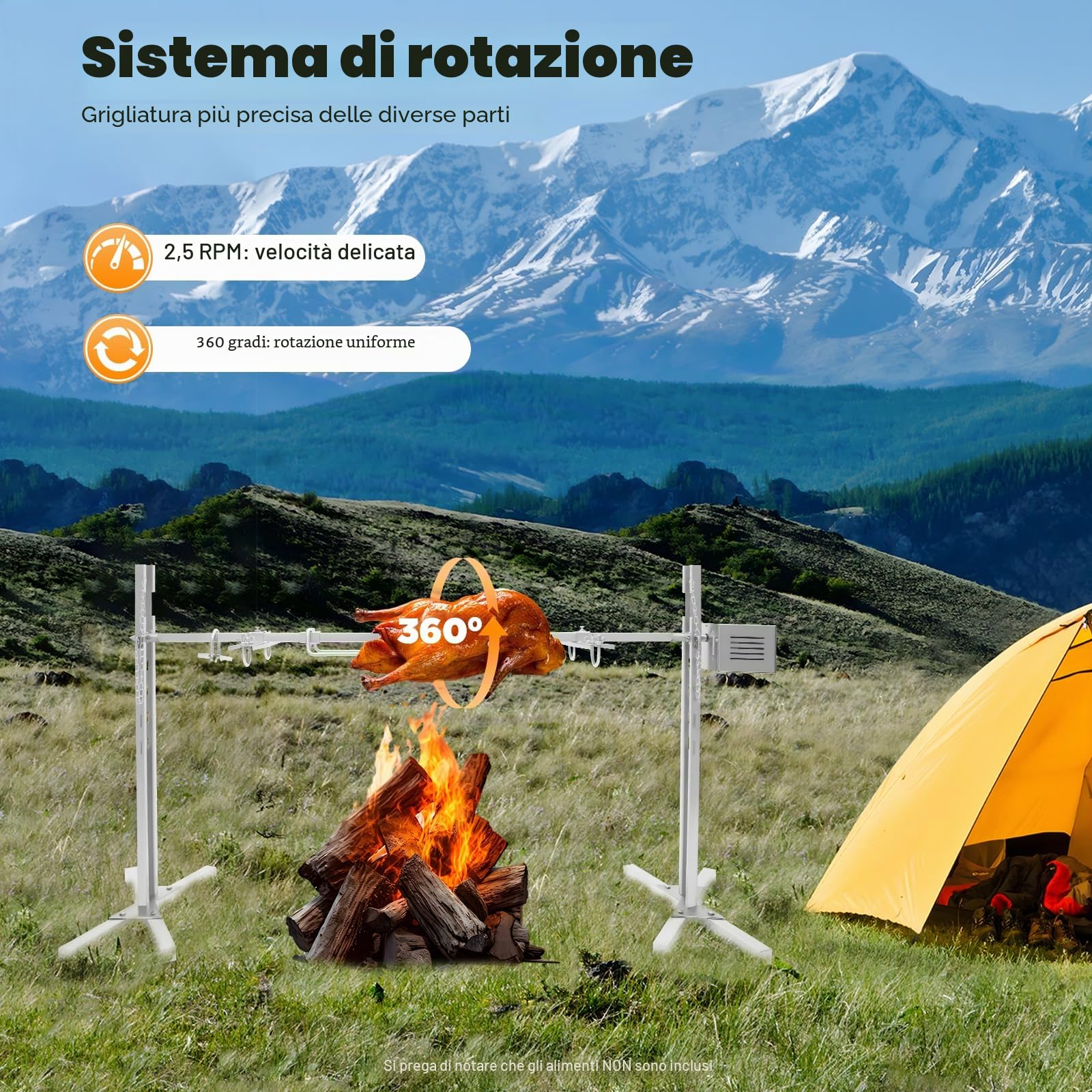 Set Spiedo per Griglia Spiedo Elettrico Girevole Spiedo Elettrico per Griglia 53 per Barbecue a Gas Barbecue a Carbone Griglia Accessori per Griglia Braciere BBQ Elettrico Spiedo per Griglia