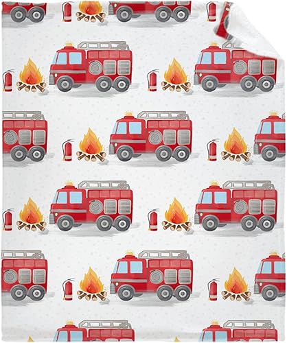 Miniatura 2 de Manta de bebé de bomberos con camión de bomberos, súper suave, manta acogedora para recién nacido, manta de recepción para bebé, manta para cuna, 40
