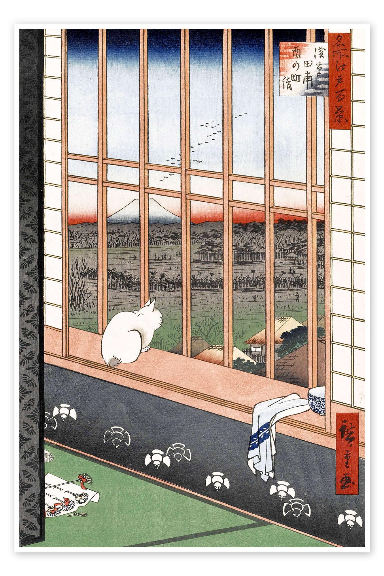 Posterlounge Risaie Asakusa e festival di Torinomachi Poster | 80 x 120 cm di Utagawa Hiroshige Quadri Decorazione per pareti
