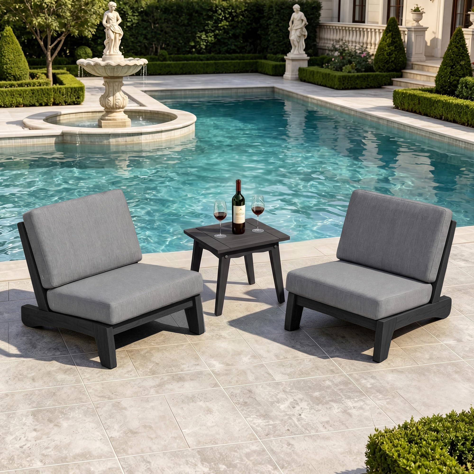 Pia Ricoo 3 Piece Patio Chairs Bistro Set with Coffee Table