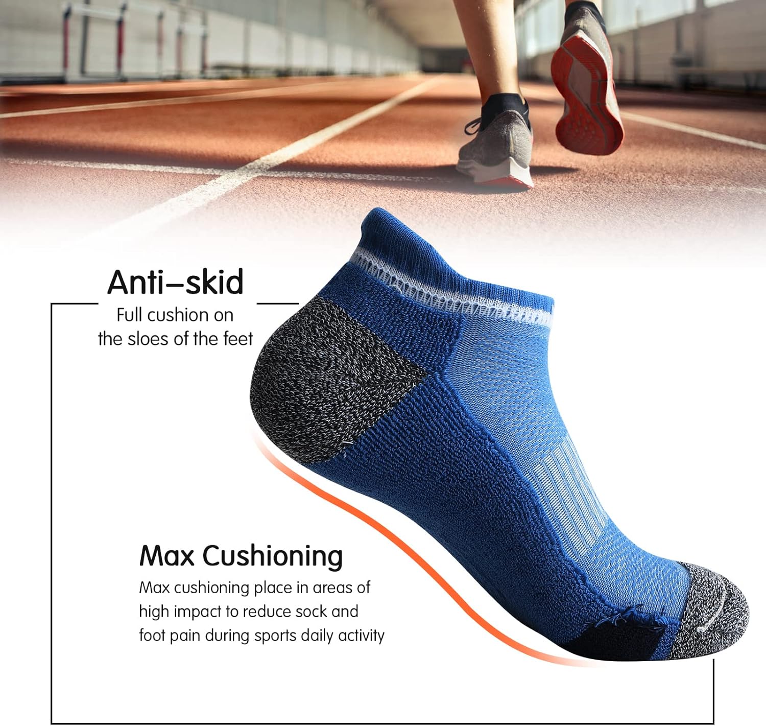 JOYNÉE Mens Ankle Athletic Low Cut Socks Running Sports Cushioned Sock for Men 6 Pack - Image 4