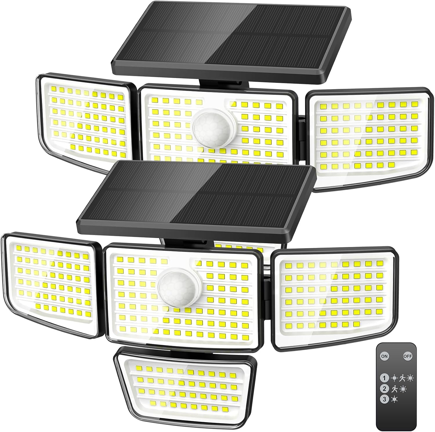Adewalk 3000LM Solar Outdoor Lights - Upgraded 2Packs 4 Heads 188 LED Security Lights with Motion Sensor Lights, IP65 Waterproof 270° Wide Angle Flood Wall Lights for Home Darkroom Backyard