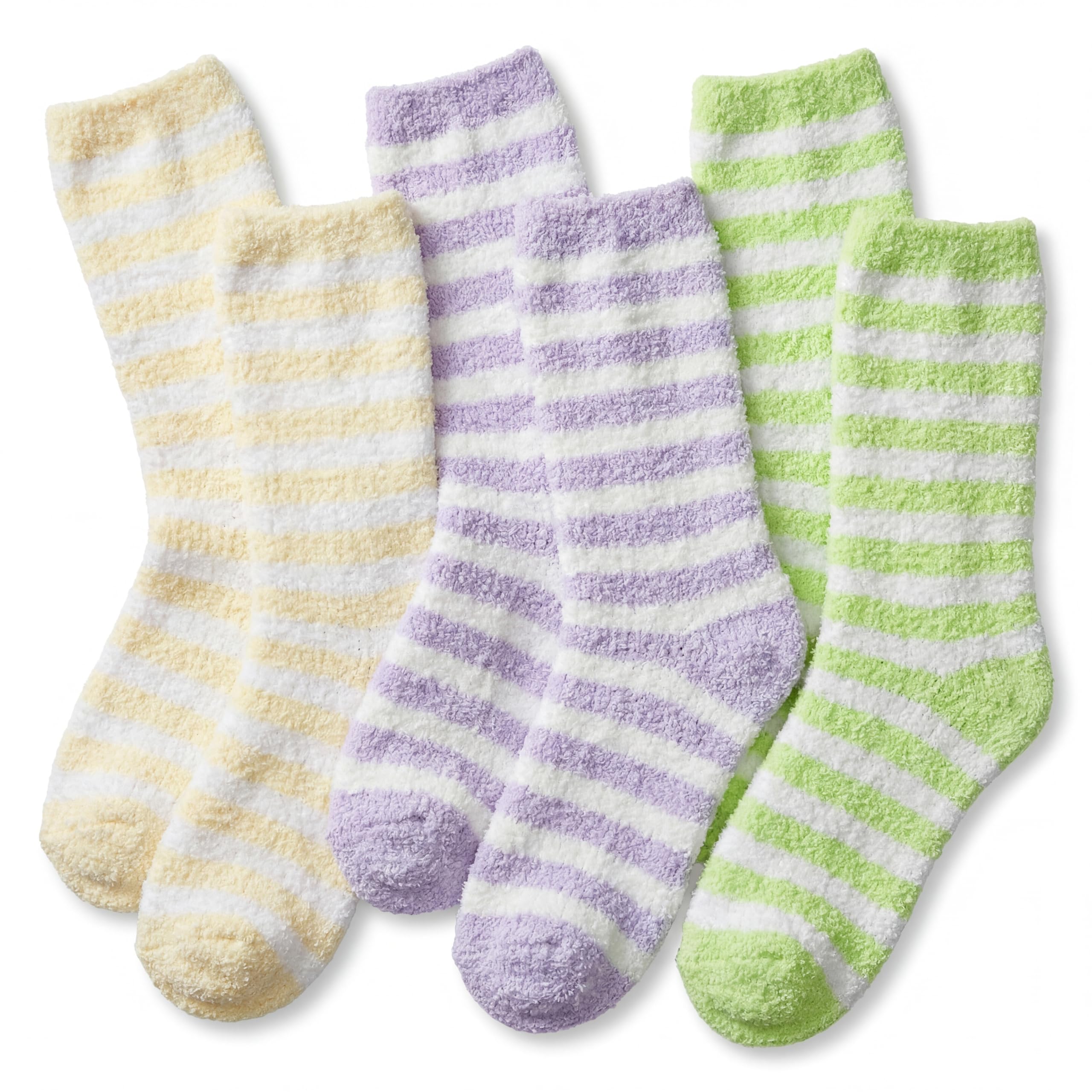 Tipi Toe Womens Fuzzy Crew Socks with Anti Slip Grips Warm Cozy Fluffy Winter Slipper Socks Non Skid Home Socks for Women
