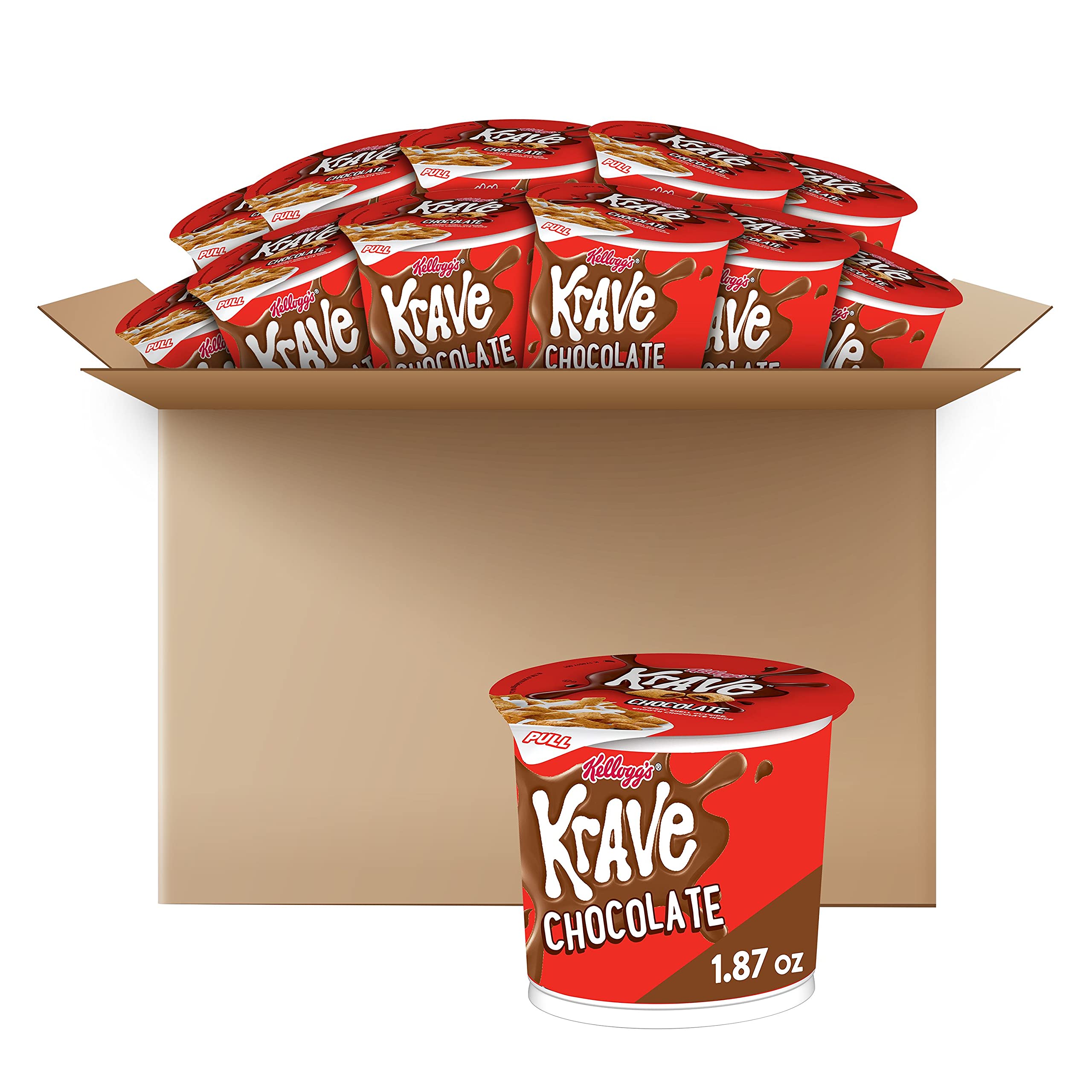 Kellogg’s Krave Breakfast Cereal in a Cup, Chocolate, Good Source of