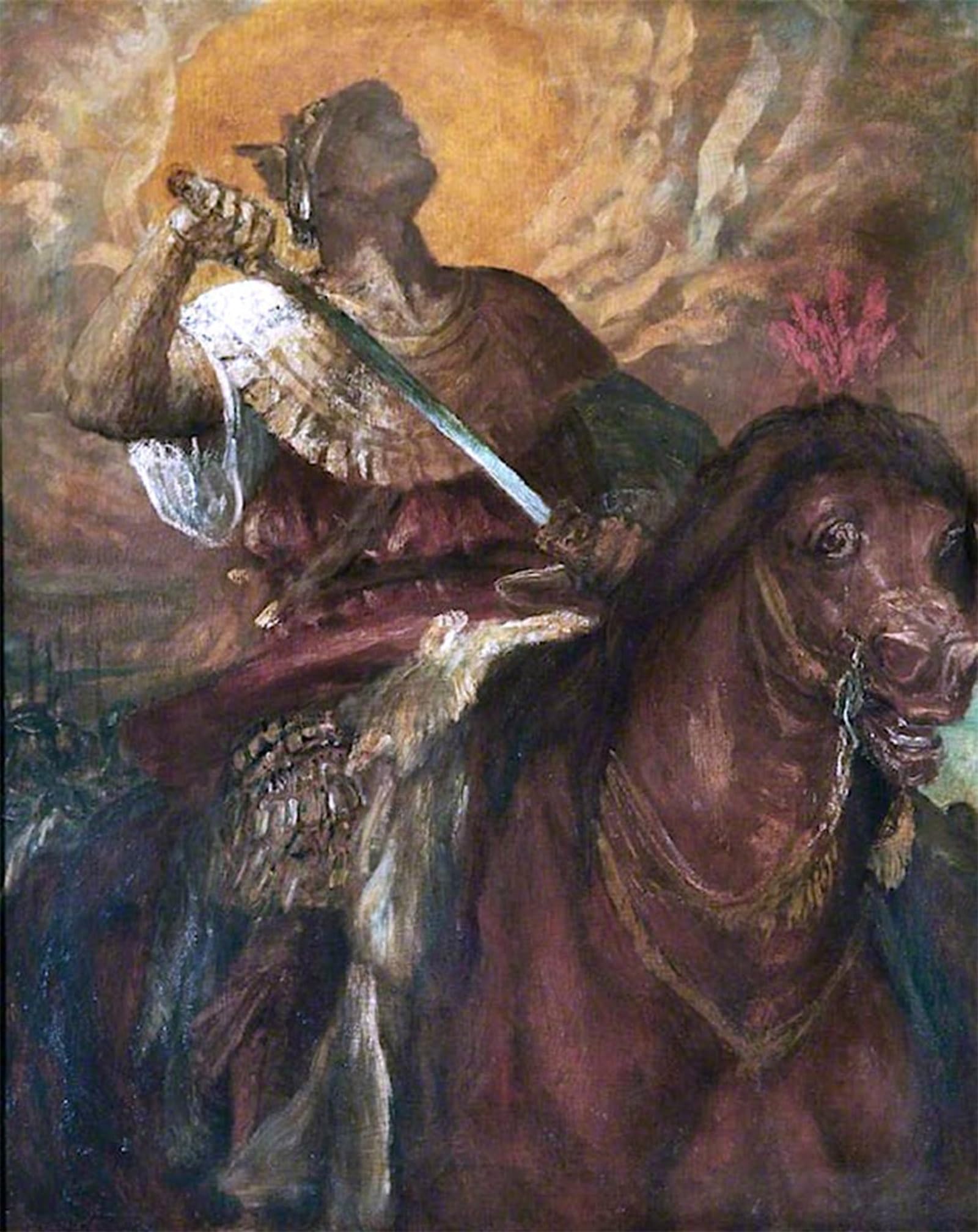 Posteriik No Frame Vintage Print Pop Art Landscape Artwork The Four Horsemen Of The Apocalypse The Rider On The Red Horse By George Frederic Watts Art Prints For Office Home Decor 60X90cm