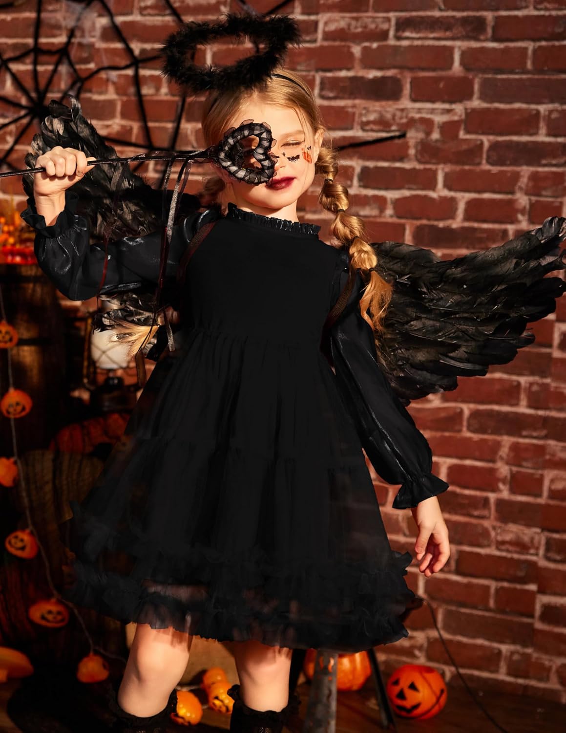 Arshiner Toddler Tutu Dress Girls Puff Long Sleeve Fall Winter Formal Party Tulle Dresses 3-8Y - Image 3
