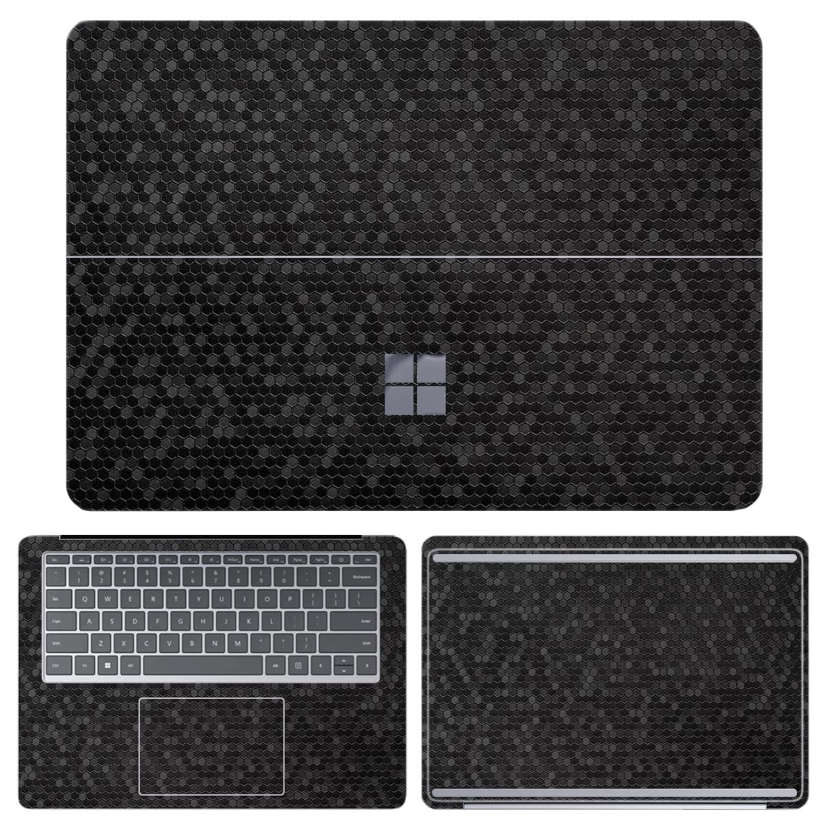 SopiGuard Sticker Skin for 2021 Microsoft Surface Laptop Studio Edge-to-Edge Vinyl Wrap Include Top, Keyboard, Bottom Panels (Honeycomb Black)