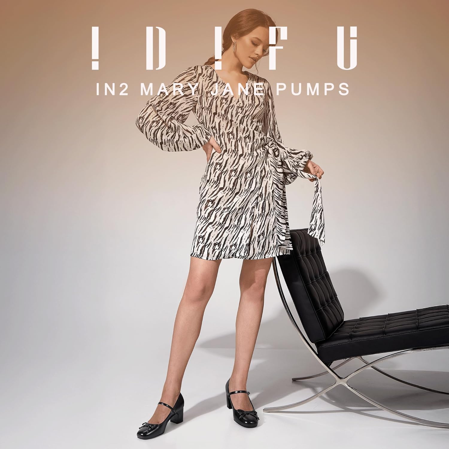 IDIFU IN2 Women's Mary Jane Pumps Round Closed Toe Heels with Cute Bow Low Chunky Block Dress Shoes for Women Wedding Graduation Bridal Office Prom Thick Heels Comfortable Vintage Elegant Pumps - Image 4