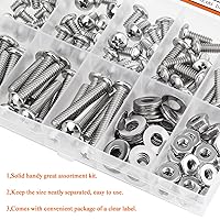 Vista 6 de 140 piezas #10-24 Phillips Tornillos de máquina de cabeza cacerola Kit surtido de tuercas y arandelas de rosca gruesa, totalmente roscado a máquina