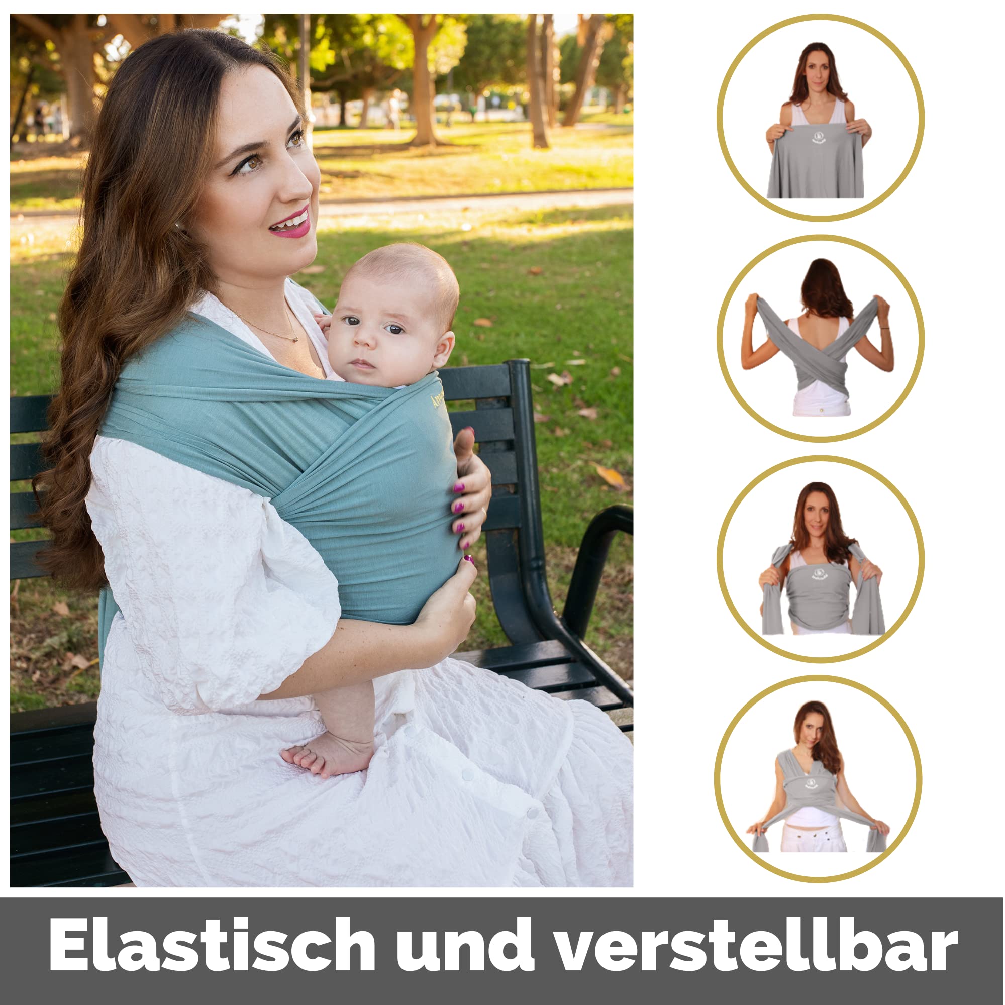 Amarsupiel | Amarsupiel BAMBOO Babytragetuch | Einfach zu bedienende elastische Babytrage | OEKOTEX Bambuszertifikat | Made in Germany