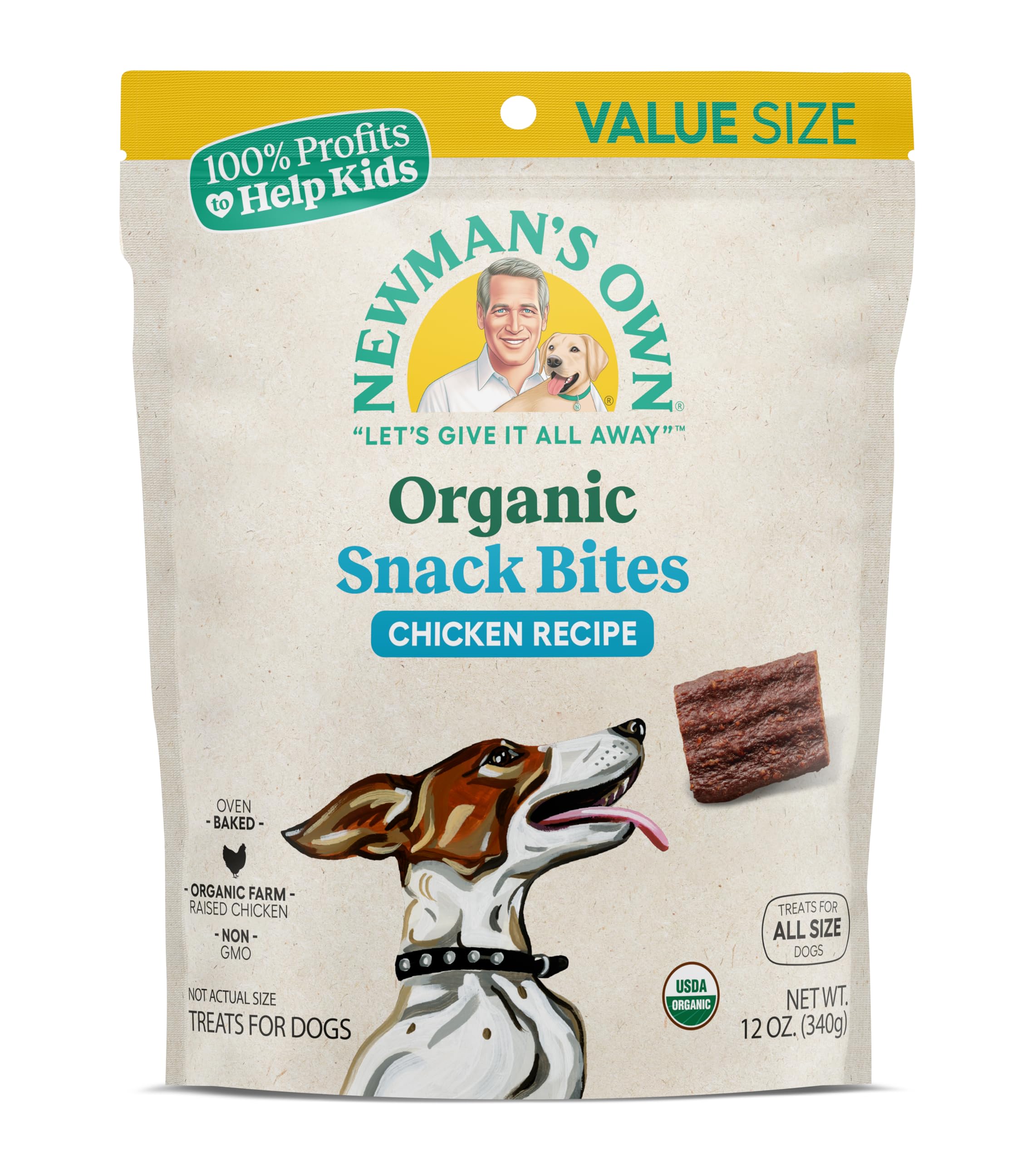 Newman’s Own Organic Chicken Recipe Snack Bites for Dogs, 12 oz Bag