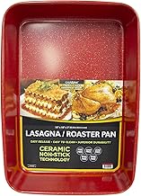 casaWare 15 x 10 x 3-Inch Ultimate Series Commercial Weight Ceramic Coated Non-Stick Lasagna/Roasting Pan (Red Granite)