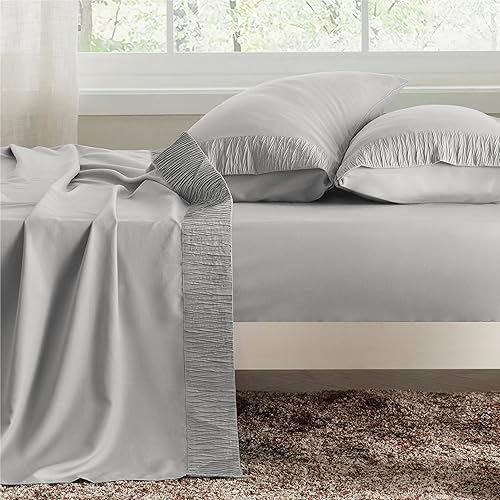 Miniatura 6 de Bedsure Juego de sábanas de tamaño matrimonial, color gris claro