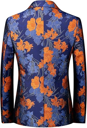 Miniatura 2 de MOGU Chaqueta de esmoquin elegante para hombre, diseño floral, ajustada, para fiesta de graduación diaria