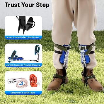 Tree Climbing Spikes Set, Adjustable Tree Climbing Gear, Arborist Tree Climbing Kit, Tree Climbing Spurs with Safety Guard, Outdoor Tree Climbing Spikes for Tree Work, Hold up to 330lbs