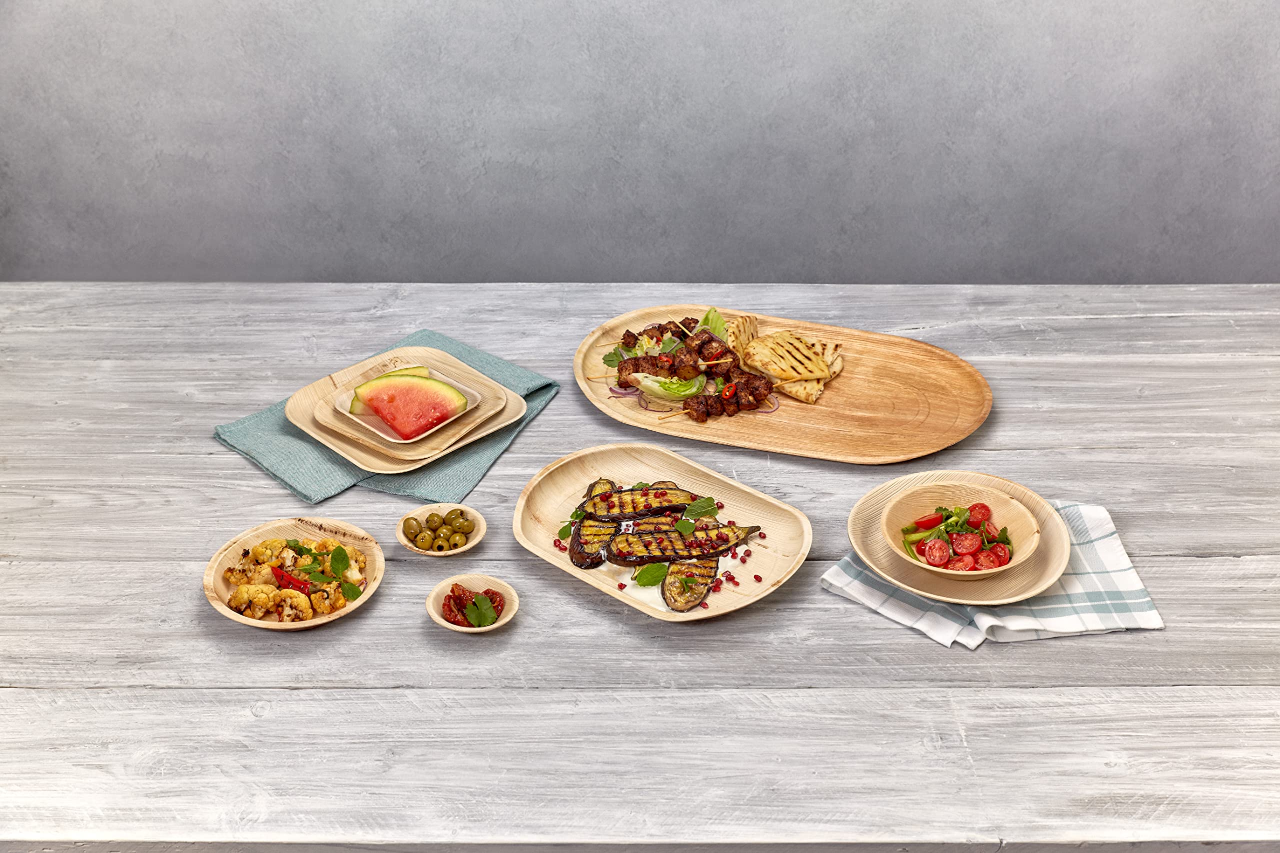 BIODORF Vaisselle En Feuille De Palmier 25 Assiettes (24 X 24 Cm Carrées) Vaisselle Jetable Bio