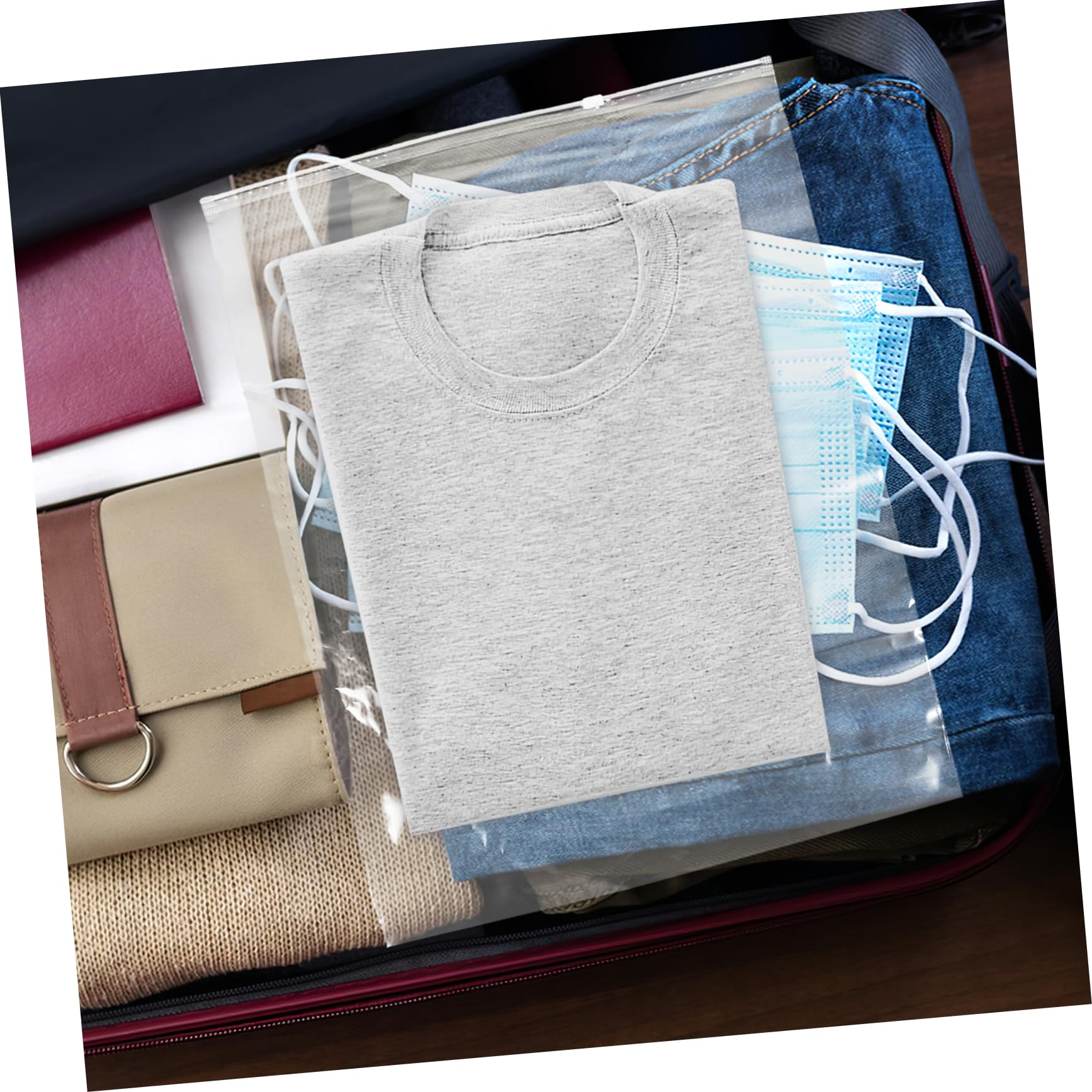 50pezzi Sacchetti Trasparenti Cerniera Per Impermeabili e Resistenti Borse Plastica Richiudibili Per Vestiti Scarpe Pantaloni Camicie Maglioni Viaggi e Stoccaggio Capacità e