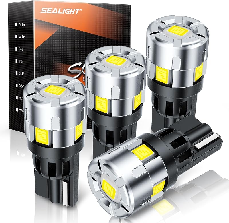 Lâmpada LED T10 194 SEALIGHT 6500K para placa, porta-malas e luz interna – 4 unidades