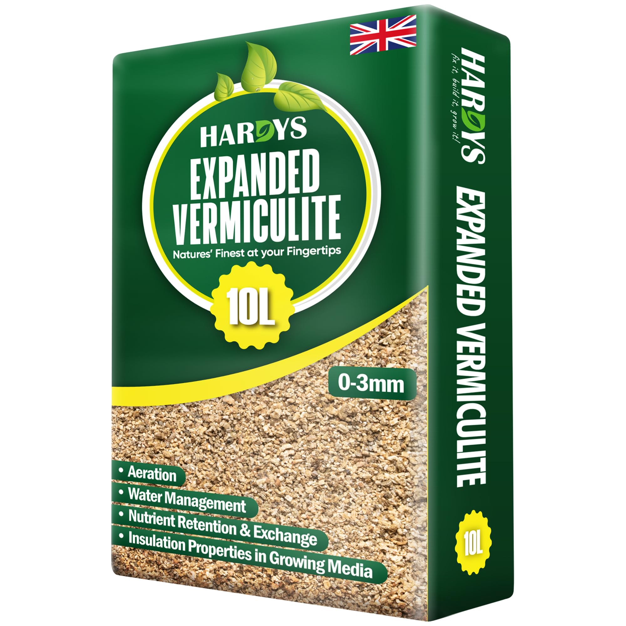 Hardys Vermiculite for Plants 10L - Fine Grade 0-3mm - Natural Water Management & Aeration Enhancer for Compost for Outdoor Plants, House Plant Soil, Succulent Potting Mix