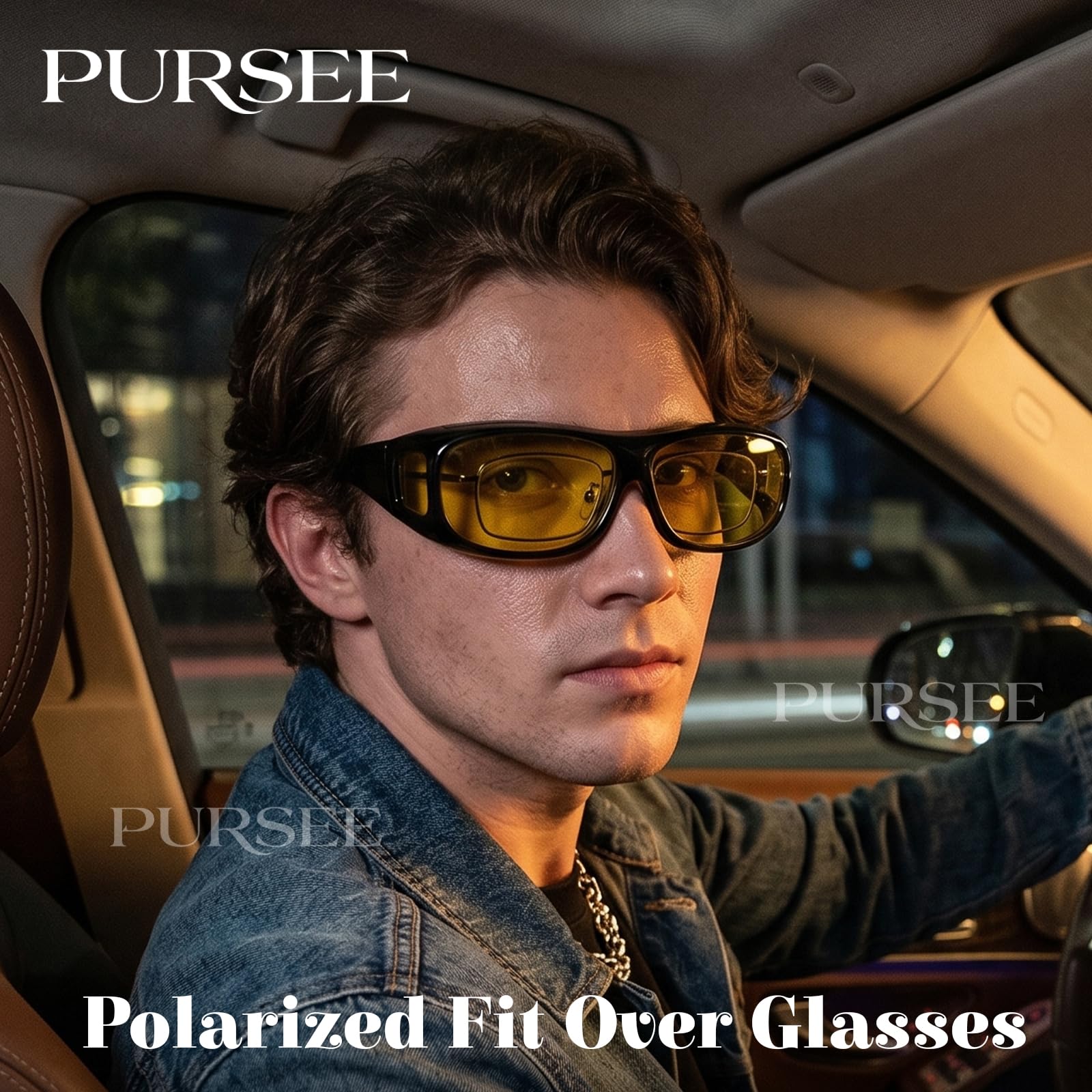 Polarisierte Passform über Brille, Sonnenbrille, für Herren und Damen, Nachtsichtbrille, zum Fahren