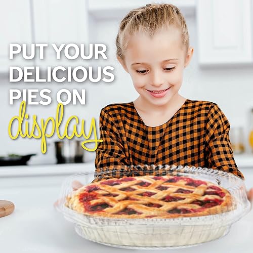 Miniatura 7 de Recipientes desechables de plástico de 9 pulgadas con tapas de bloqueo con bisagras | 5 recipientes redondos para pasteles/flan para transporte