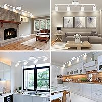 Vista 5 de BoostArea - Kit de iluminación LED de 4 luces para pista, iluminación de techo de 4 direcciones en blanco, cabezal de luz flexible giratorio