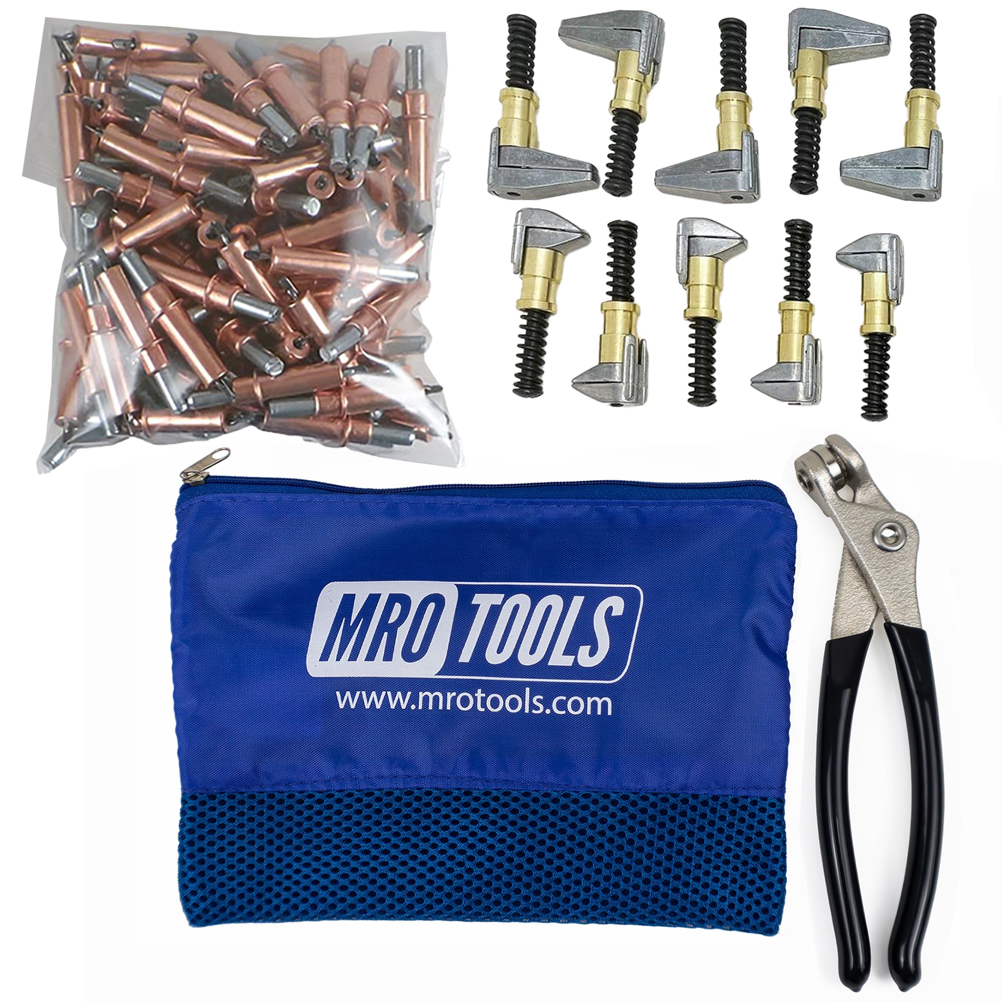 100 1/8 Cleco Fasteners + Cleco Pliers + 5 KSG 3/4 x 1/2 Side-Grip Clamps + 5 KSG 3/4 x 1 Side-Grip Clamps + Carry Bag (K1S100-1/8SG)