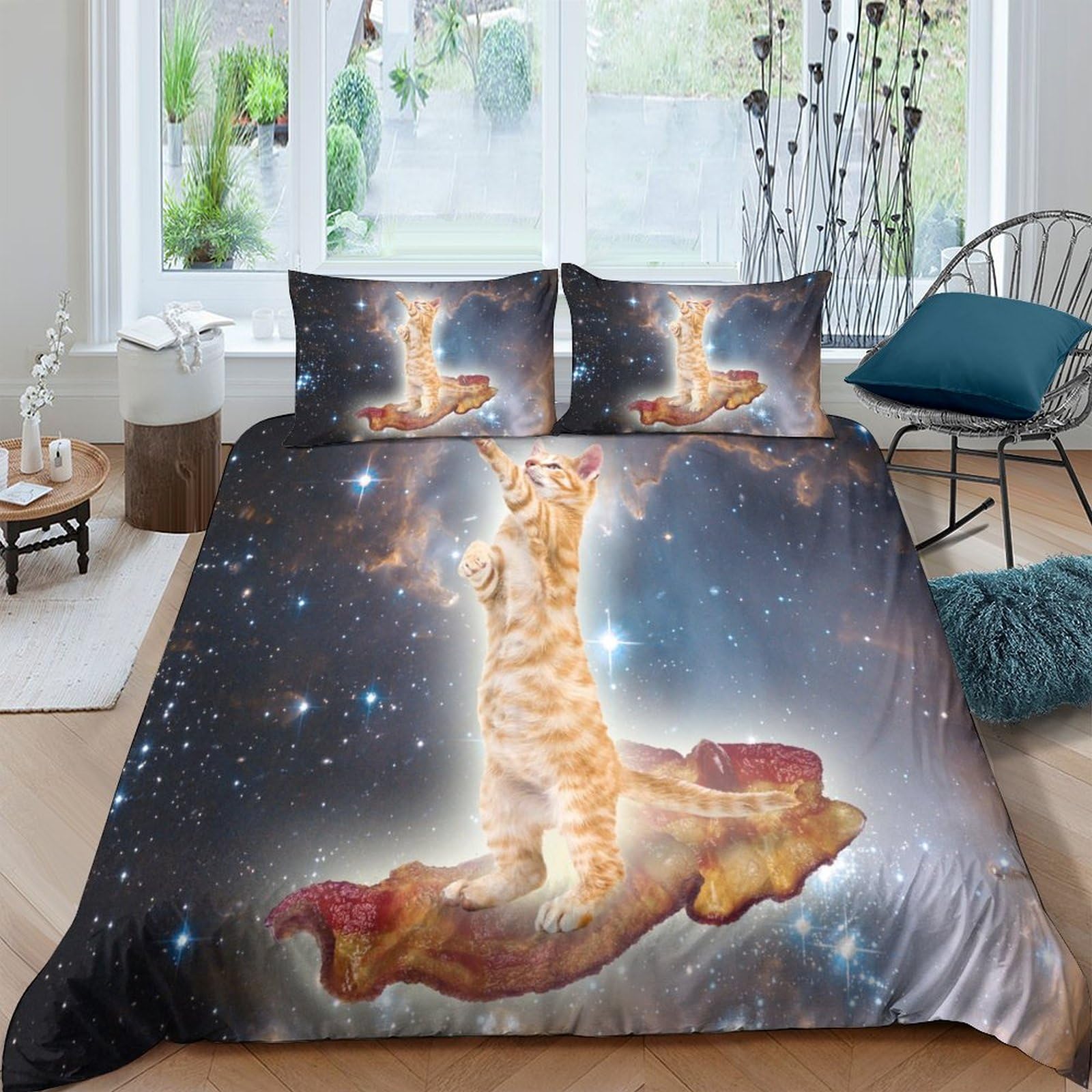 Housse de couette chat étoile 3D King parure de lit 220x240cm