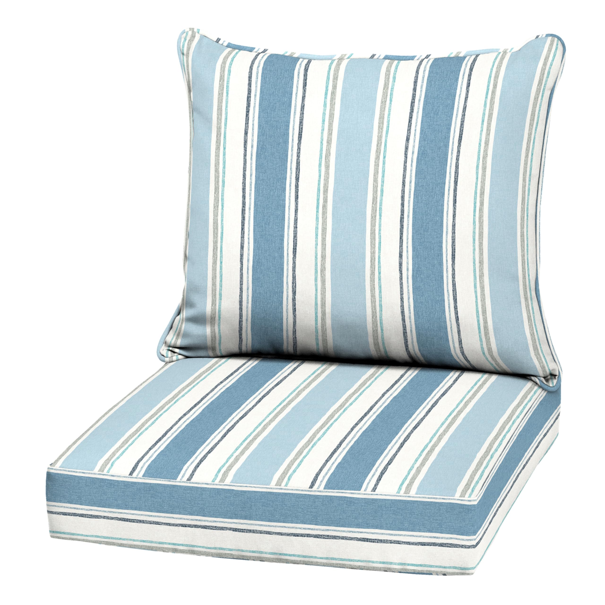 Arden Outdoor Deep Seat Cushion Set, 22x24, French Blue Stripe