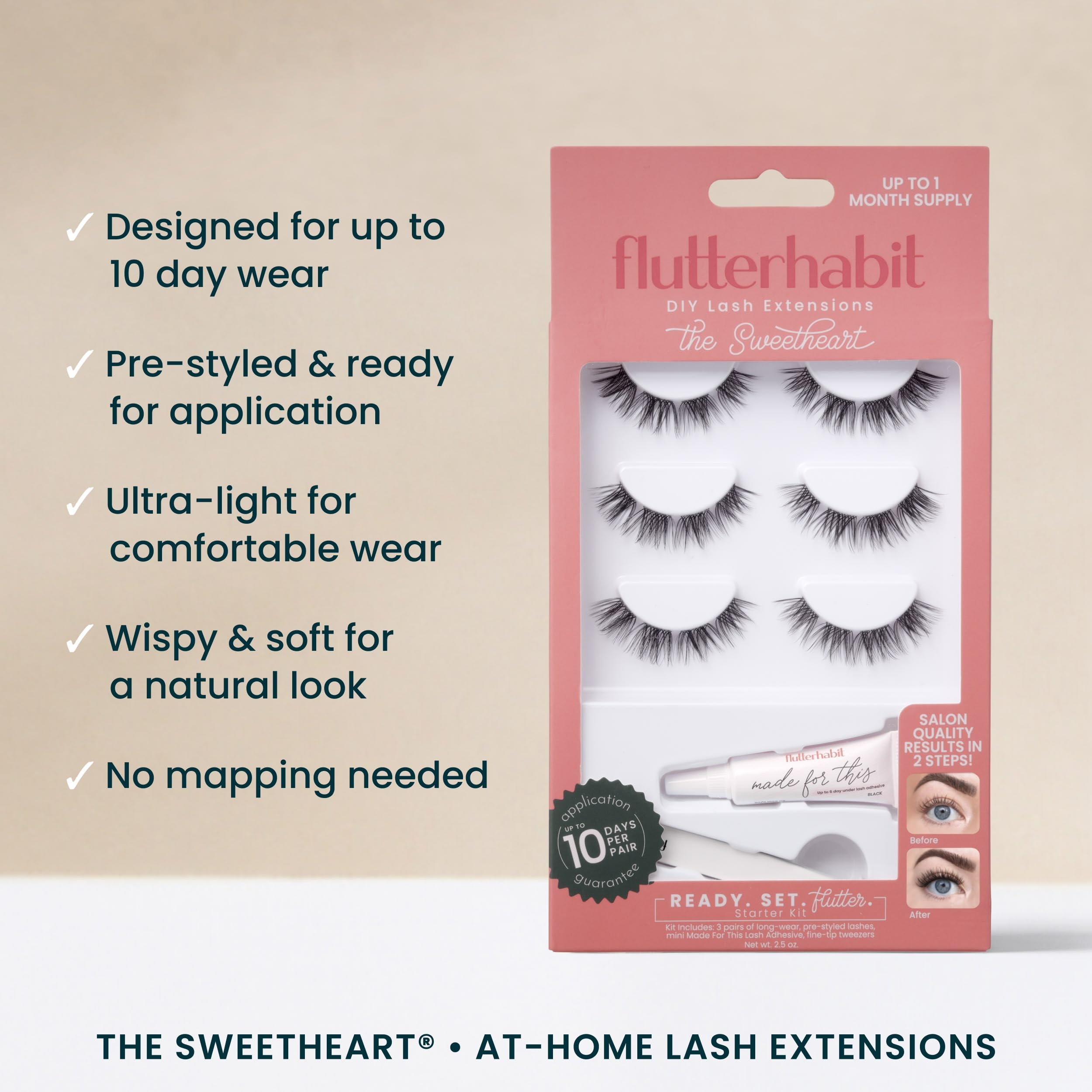 Wimpernverlängerungen Set mit 3 Wimpern-Sets für Frauen, professionelle Qualität, falsche Wimpern zu Hause