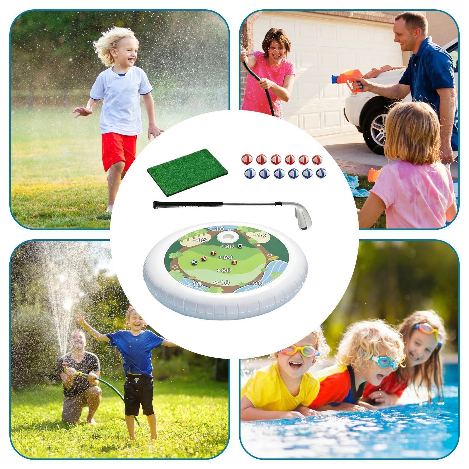 Generisch Jouet de piscine pour adolescents - Jeu de natation de golf gonflable de 90 cm - Kit de cibles de sports nautiques en PVC - Jouet d'activité de plein air pour - Divertissement d'été