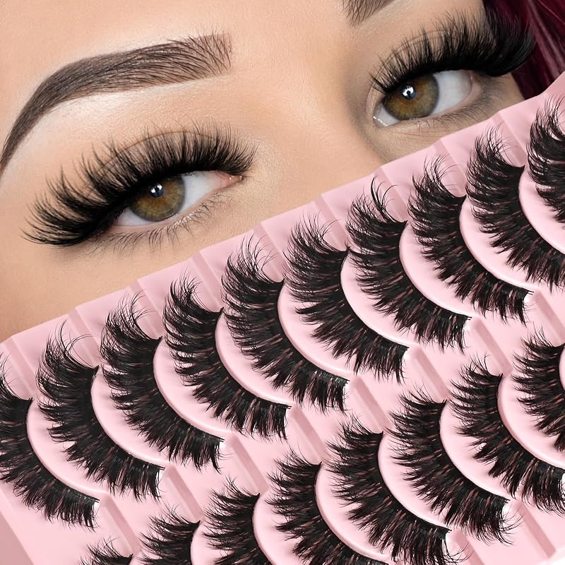 APCYUST Cílios Postiços em Tiras, Estilo Cat Eye, Fios Sintéticos Macios, Volume Wispy, Pacote com 1