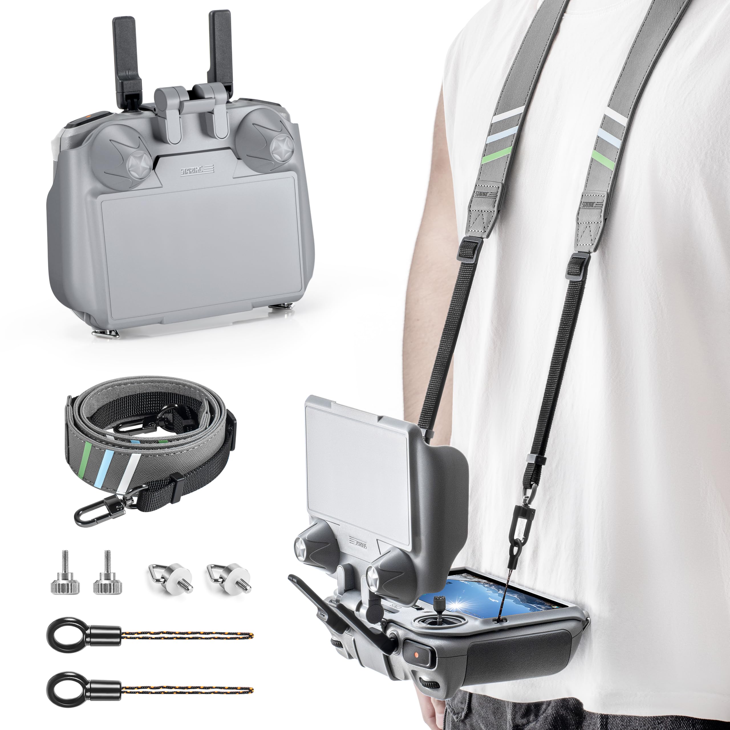 STARTRC Sonnenblende mit Gurt für DJI LITO X1/Mini 5/4/3 pro/Air 3S Zubehör, Joystick Bildschirmschutz für DJI RC 2, 3-in-1 Schutzhülle & Sun Hood kompatibel mit Mini 5 Pro/Avata 360/RC2 Zubehör