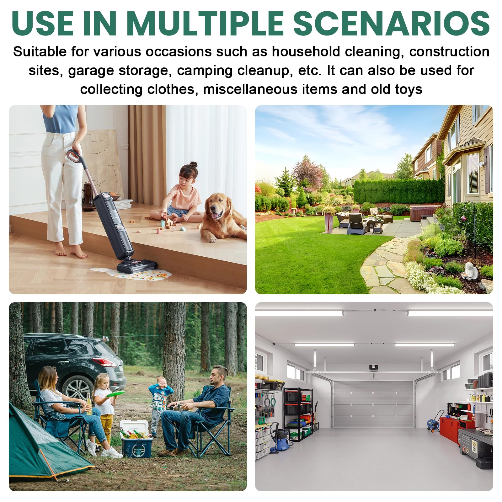 3 sacs à déchets de jardin de 200 l : sacs à feuilles mortes de jardin avec poignée, sacs poubelle de jardin réutilisables, sacs à déchets de jardin, pliables sacs à déchets de jardin, imperméables