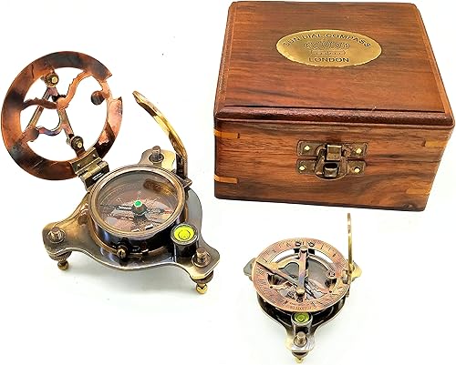 Brújula de reloj de sol, vintage marino del oeste de Londres antiguo de 2.5 pulgadas, brújula de reloj de sol de latón antiguo de 2.5 pulgadas,