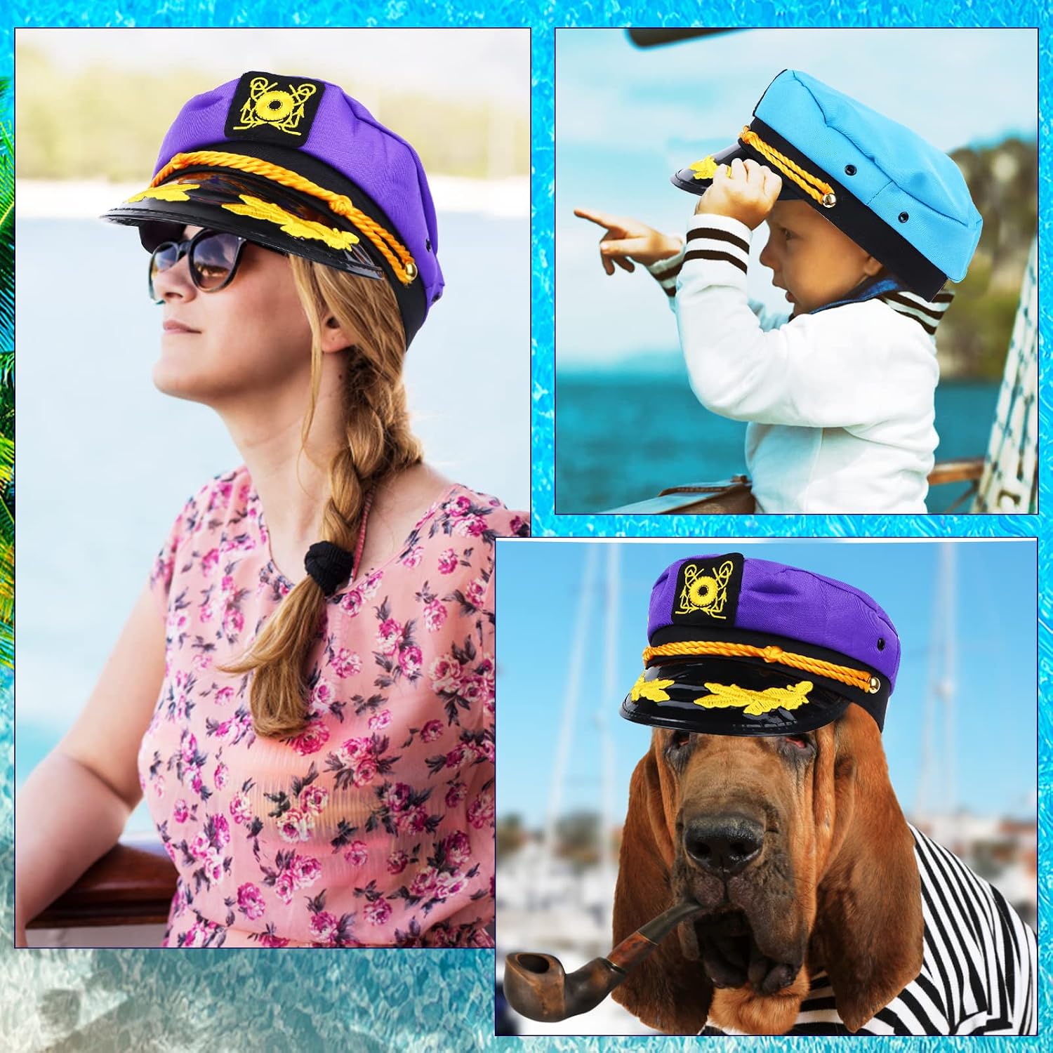 Sailor Captain Hats Golden Embroidery Boat Ship Sailor Hats Adjustable Navy Hats Colorful Yacht Sailors Hat Sea Caps