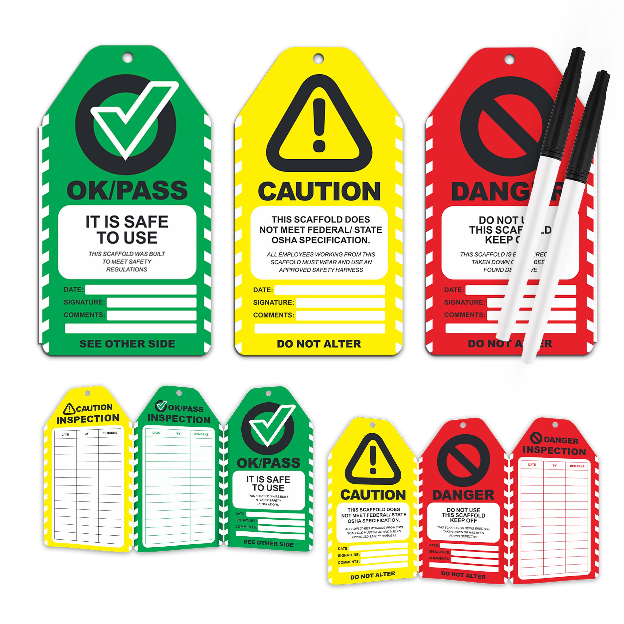 Scaffold Inspection Tags 50 Pack, Performance Never Tear Scaffolding Inspection Tags, Waterproof Scaffold Inspection Cards, OSHA Compliant Scaffold Tags Crads