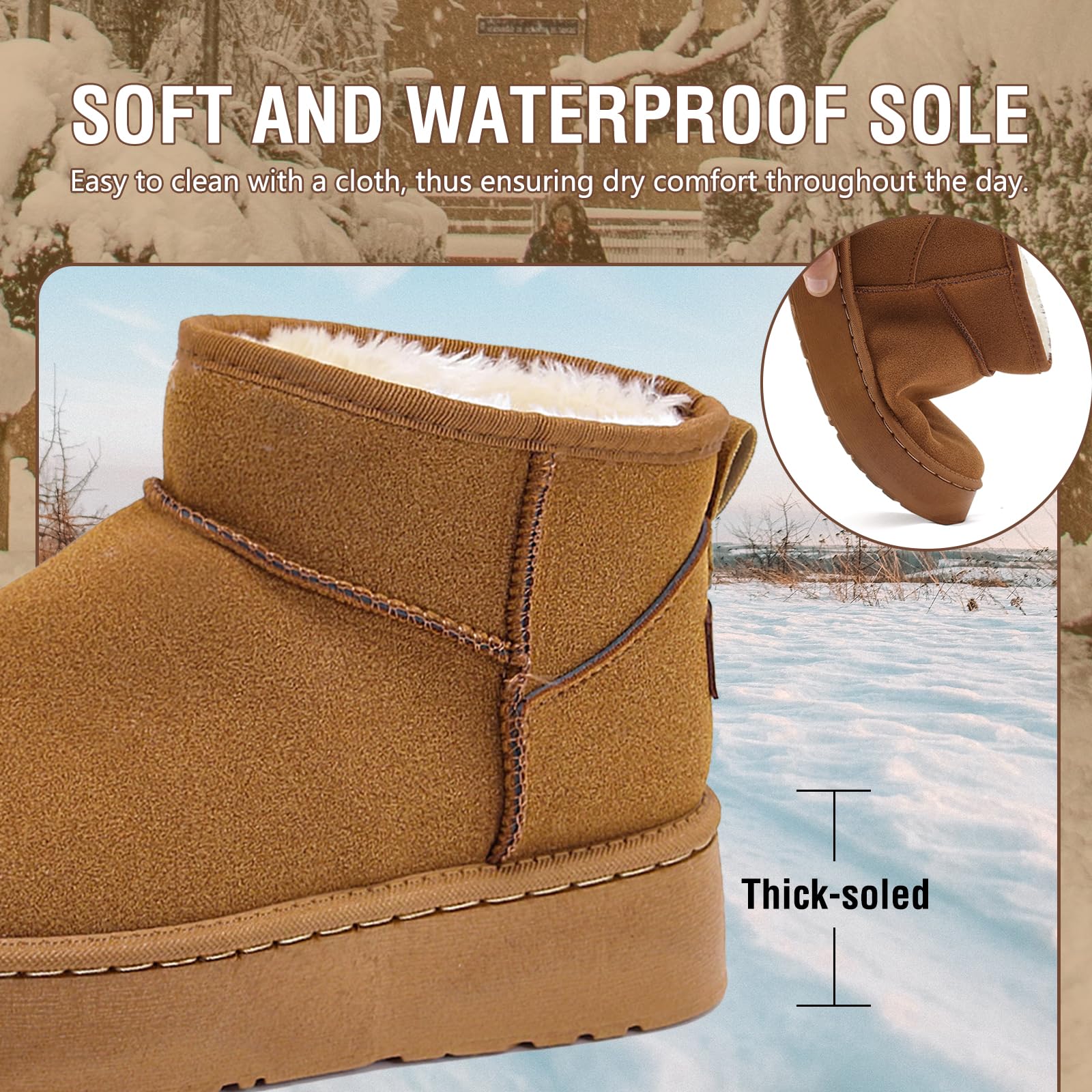 Rumkok Stivali Donna Caldo Stivali Da Neve Donna Comode Scarpe Da Neve Pelliccia Stivali Invernali Impermeabili Stivaletti Con Pelo Breve Moda