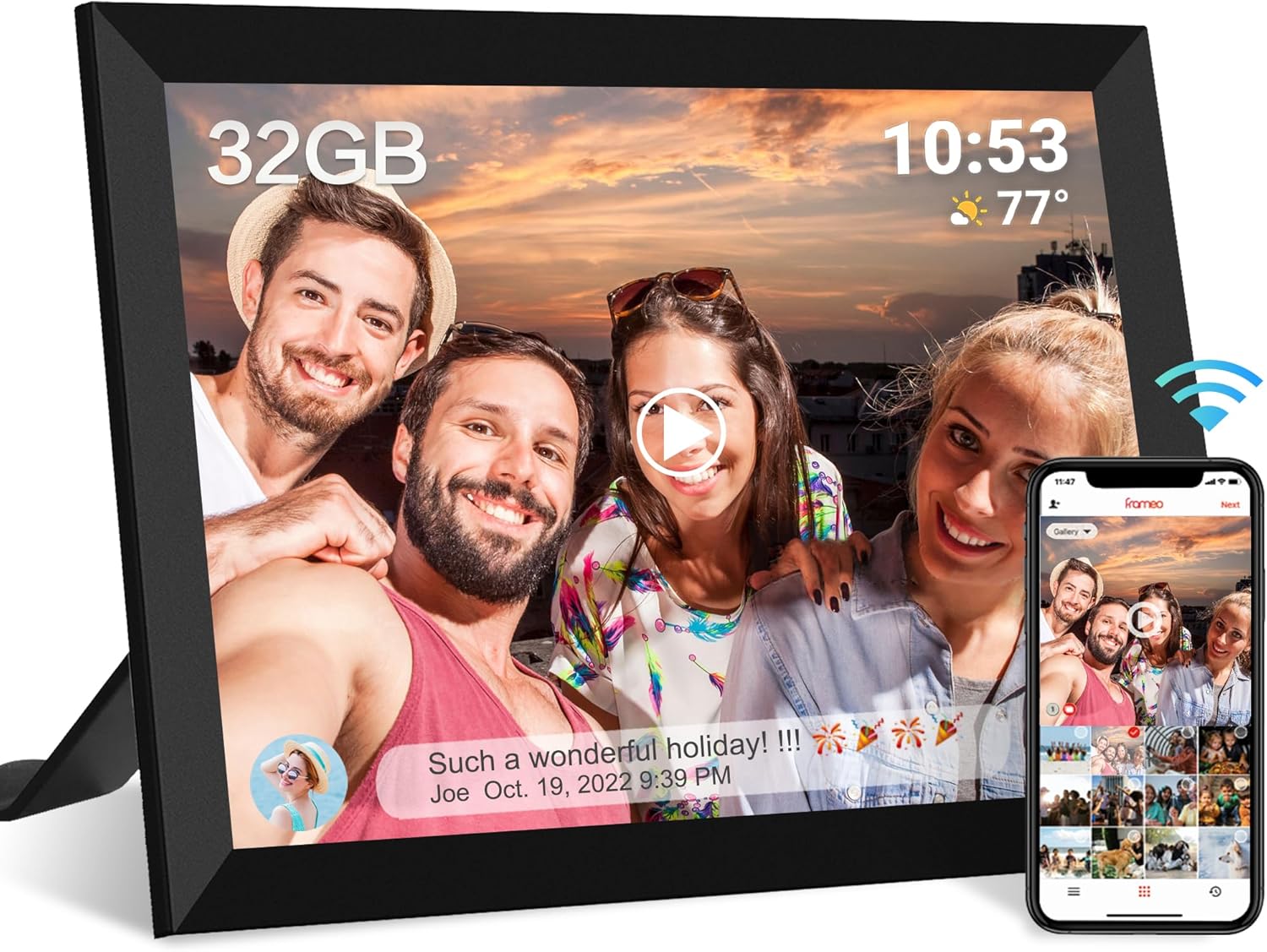 32GB FRAMEO Digital Photo Frame,10.1" IPS Touch Screen Smart WiFi Digital Pictur | Australia