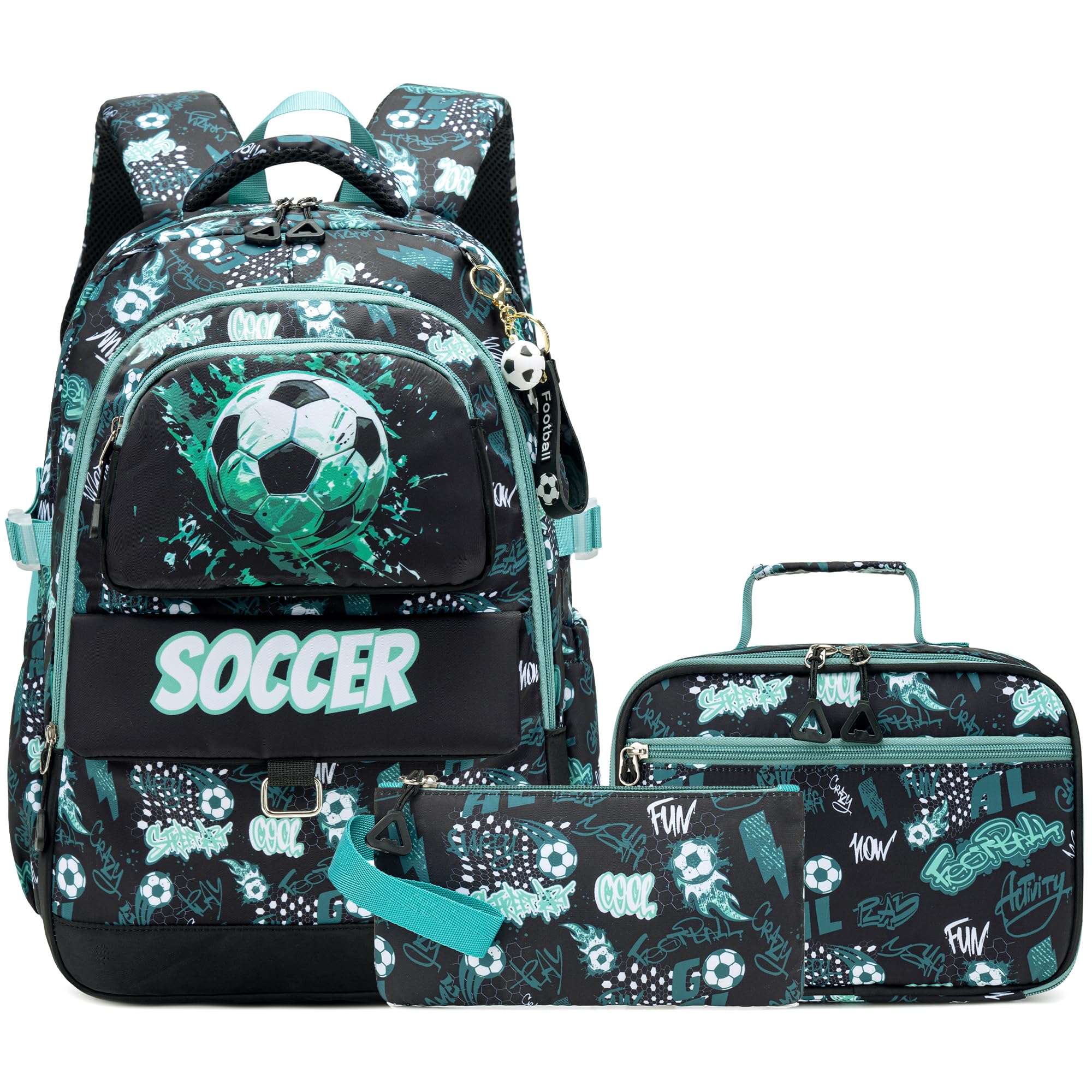 Makukke Schulrucksack Set für Teenager Jungen, Gamer Schultaschen mit Brotdose und Federmäppchen, Geschenke Coole Schulranzen für Grund und Mittelschüle