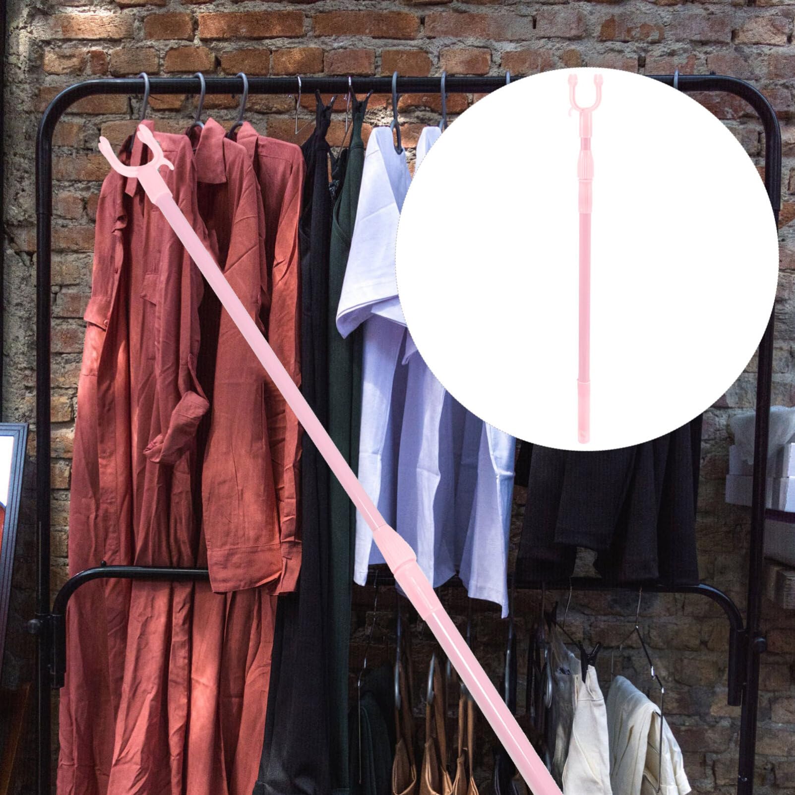 Palo Extensible Para Alcanzar La Ropa | Gancho De Armario Retráctil | Acero Inoxidable | Para Colgar Ropa O Cortinas