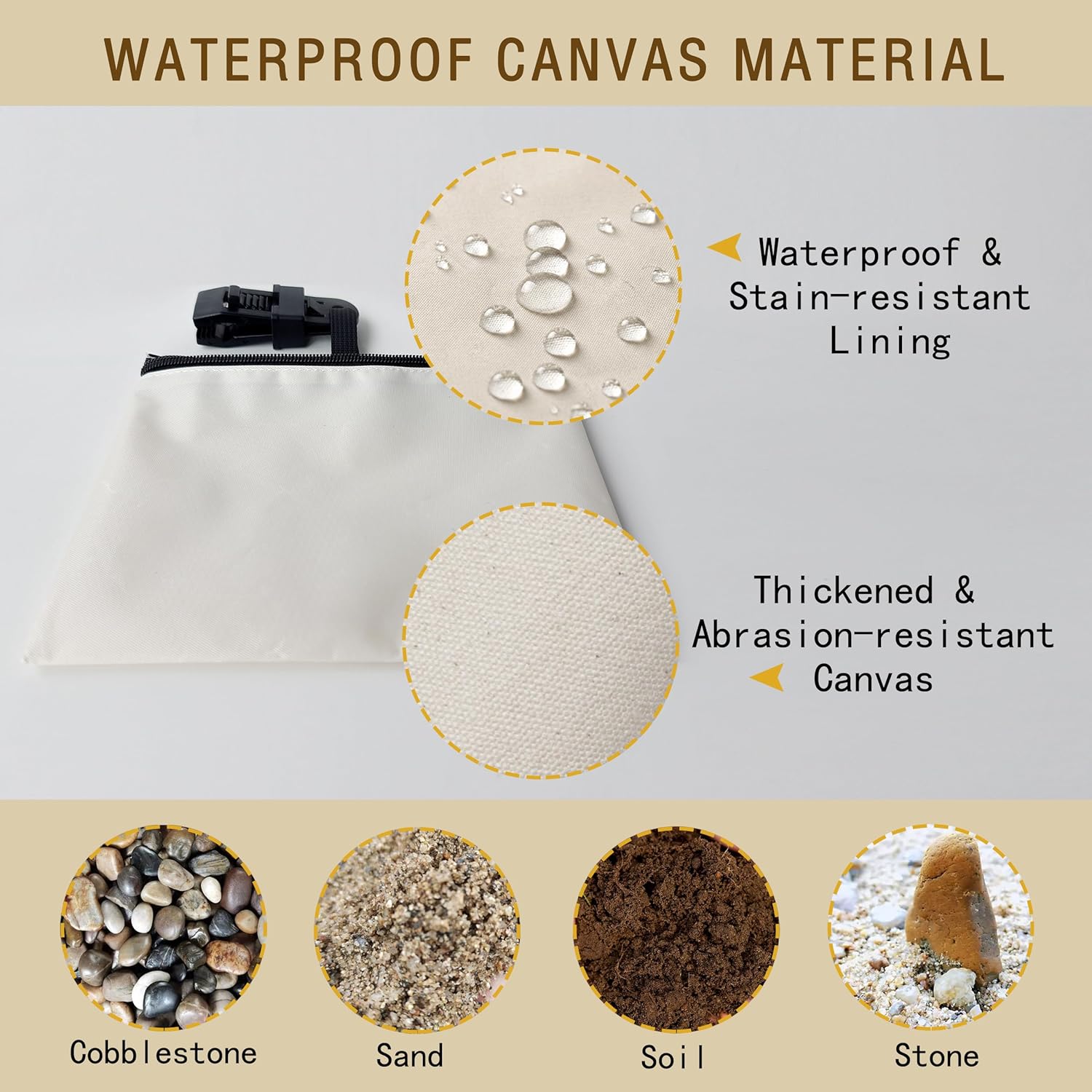 8 Pack Outdoor Curtain Weights with Clip, Heavy Duty Windproof Curtains Sandbags Weight for Gazebo Pergola Garden Yard, Anti-Drop Patio Curtain Bottom Weights Bags for Heavy Wind,Waterproof,Beige