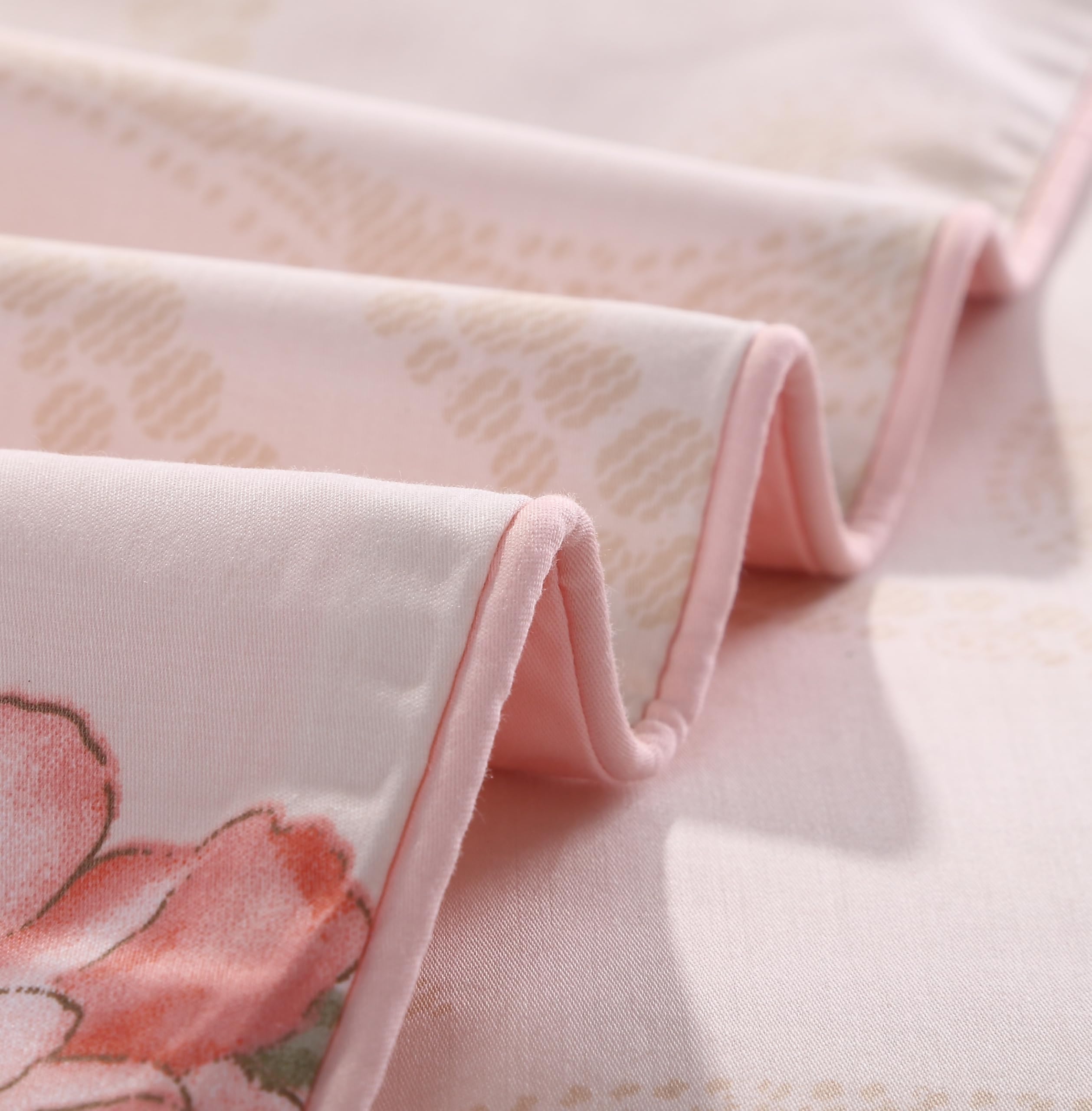USTIDE Pink Floral Pattern 100% Cotton Bedding-Super King Duvet Cover Set,3-Piece Set including 2 Pillowcases - Image 4