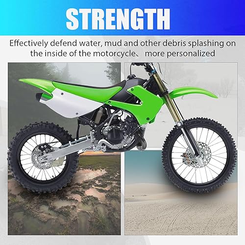 Miniatura 4 de KUAFU Kit de plástico Carenado Carrocería compatible con Kawasaki KX85 2001-2013, Kawasaki KX100 2001-2013 (verde+blanco)