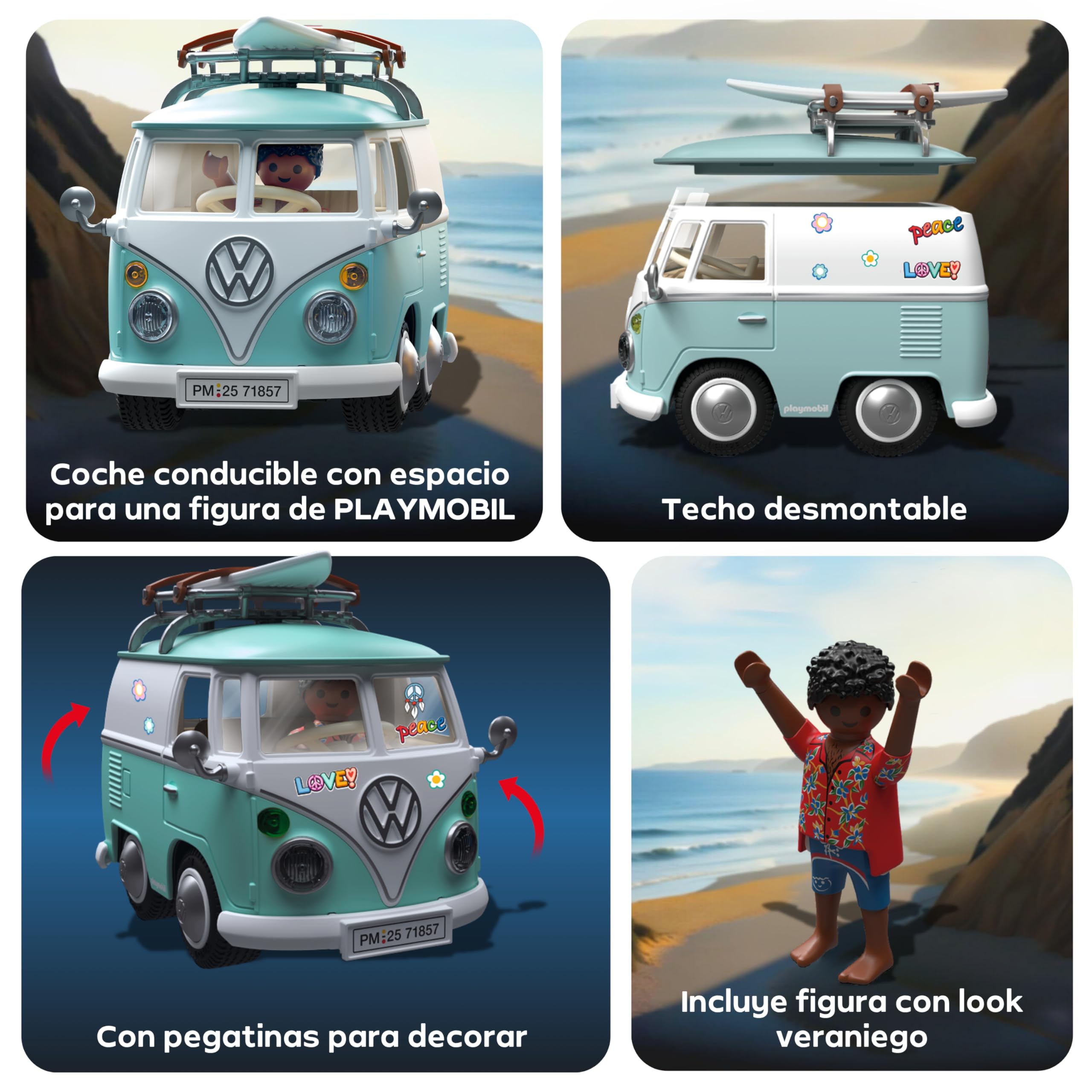 PLAYMOBIL | Collector Cars | Volkswagen T1 Camper | Coche de colección para Adultos y niños | con Pegatinas para Personalizar | Regalo para Fans de Autos | Diseño detallado | 71857
